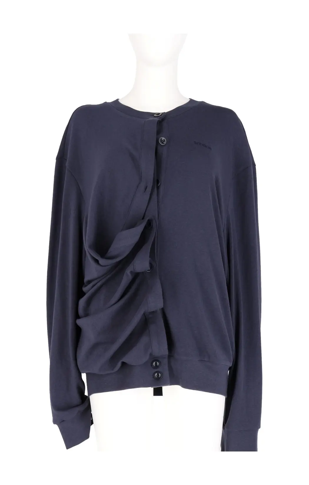 Asymmetric Shirring Fastening Cardigan