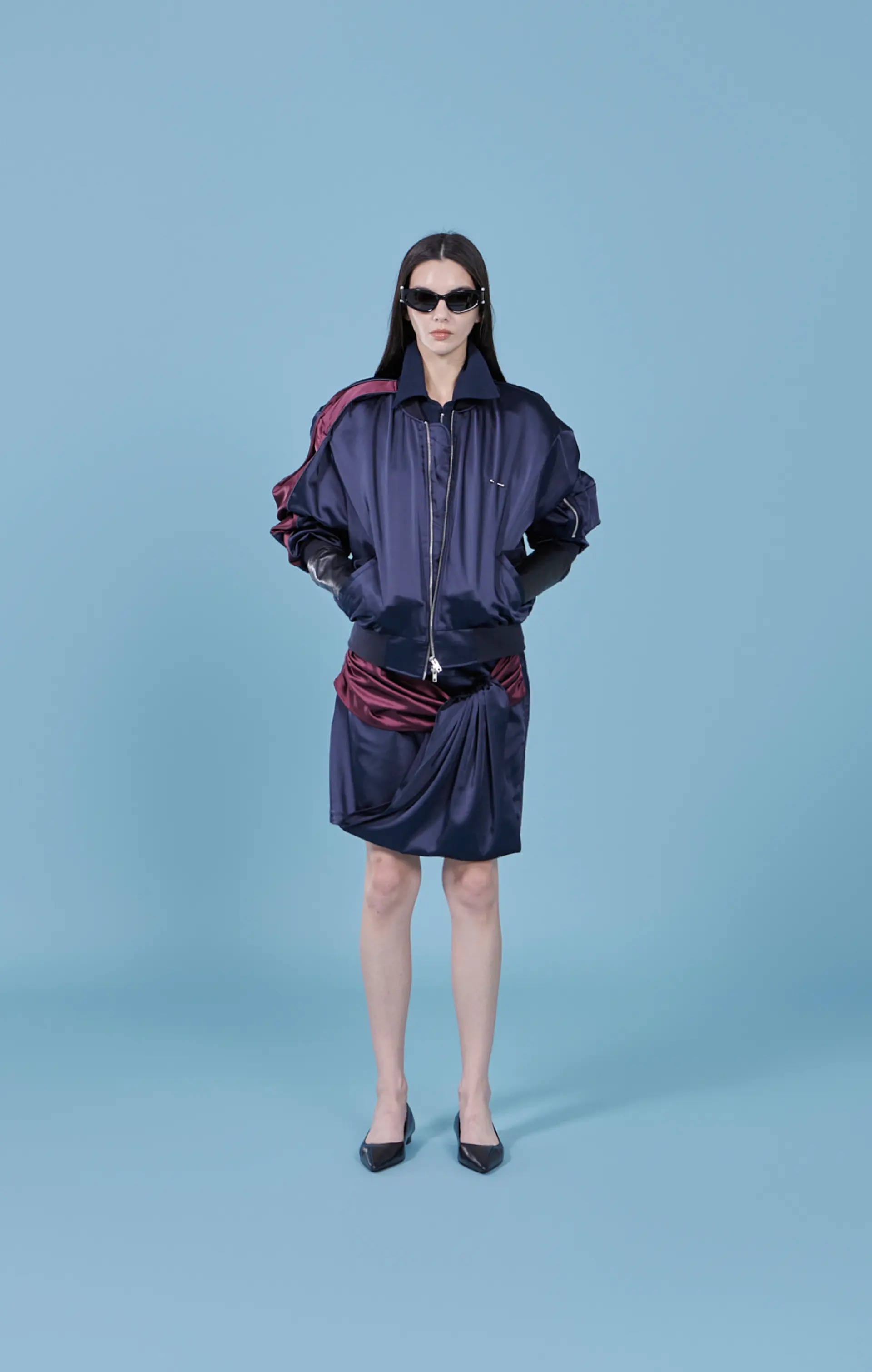 Two Tone Double Tuck Bomber Jacket