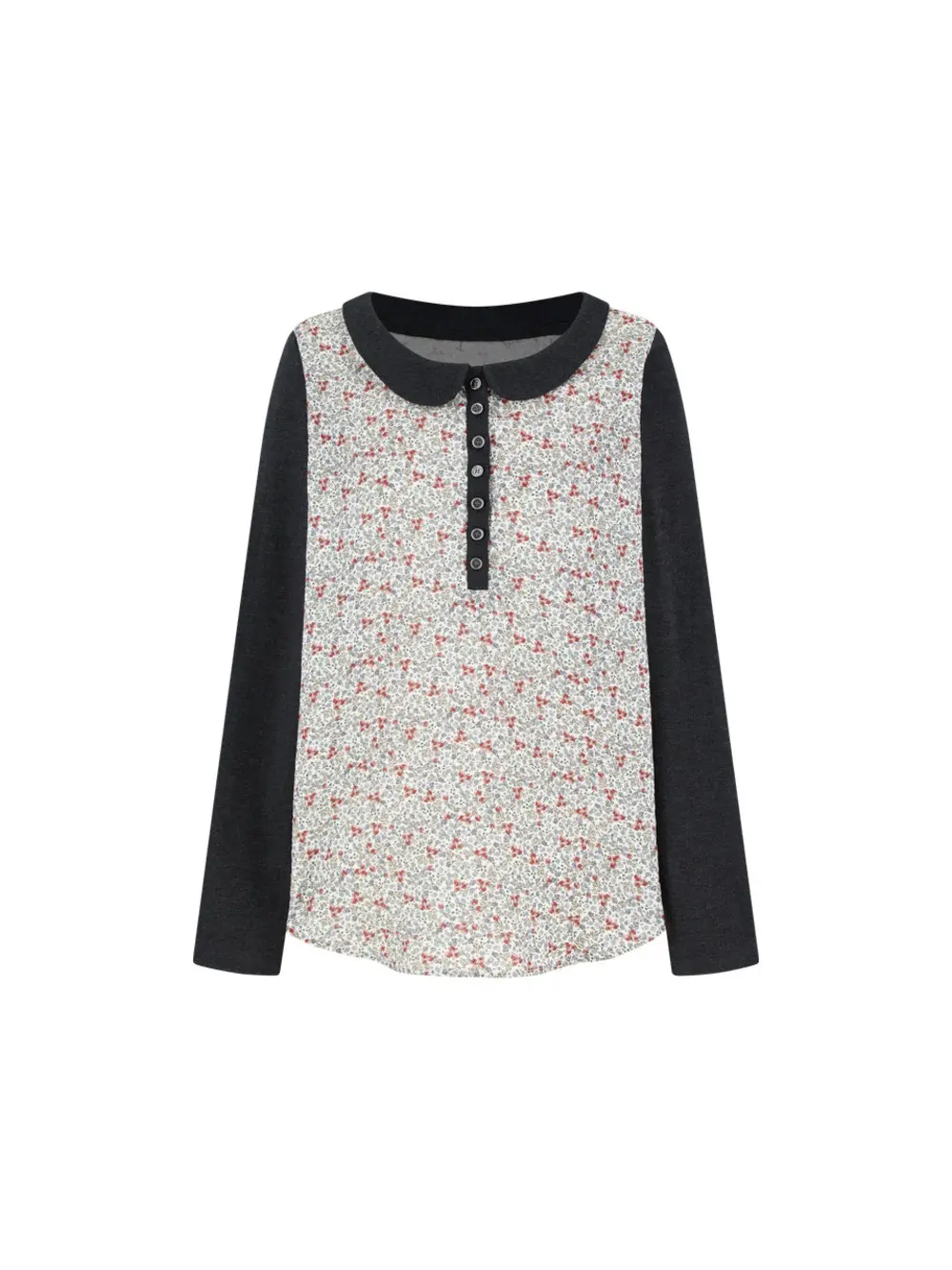 Sipur Collar Sleeve Top (BLACK BLOOM)