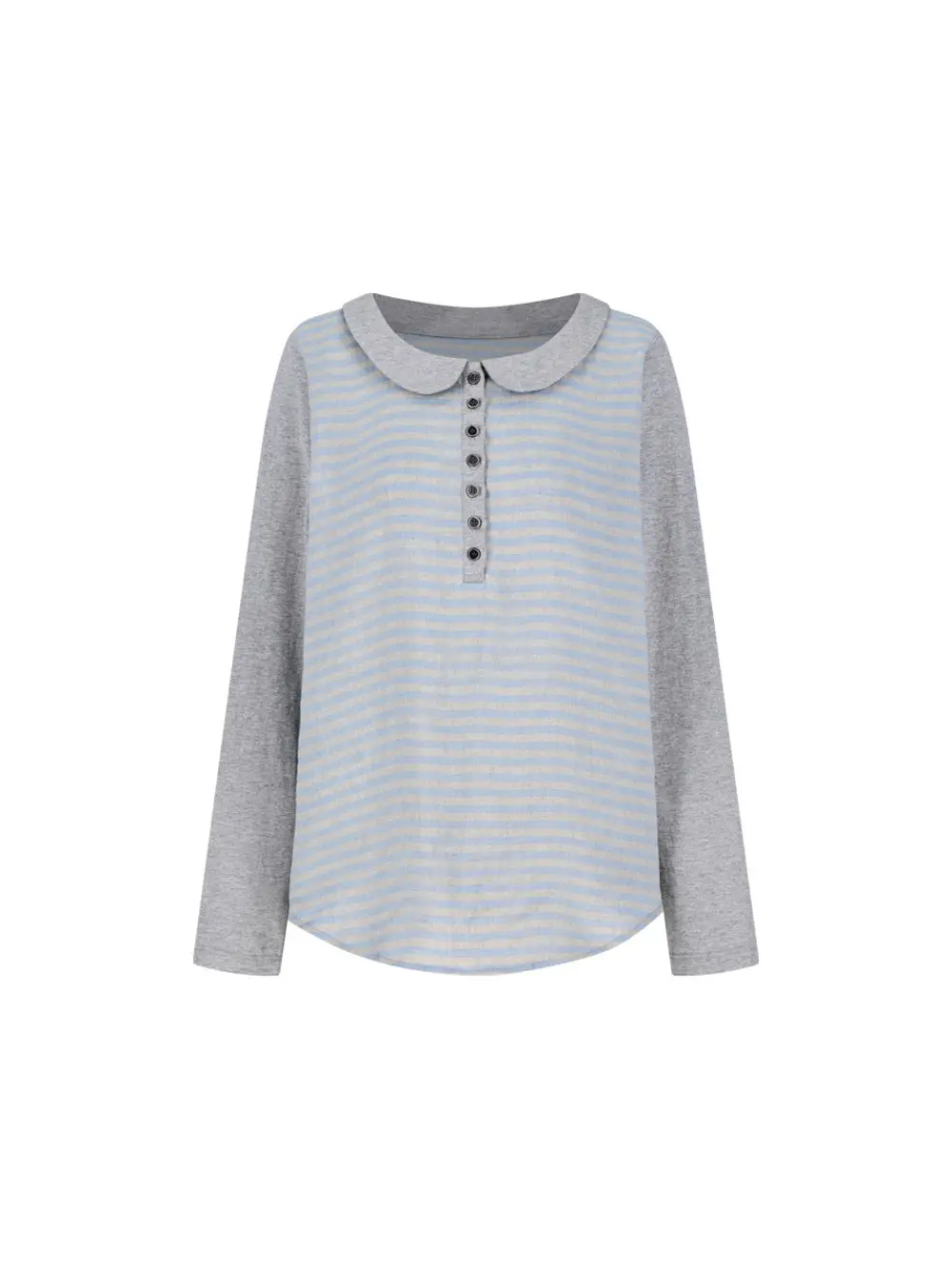 Sipur Collar Sleeve Top (SKY STRIPE)