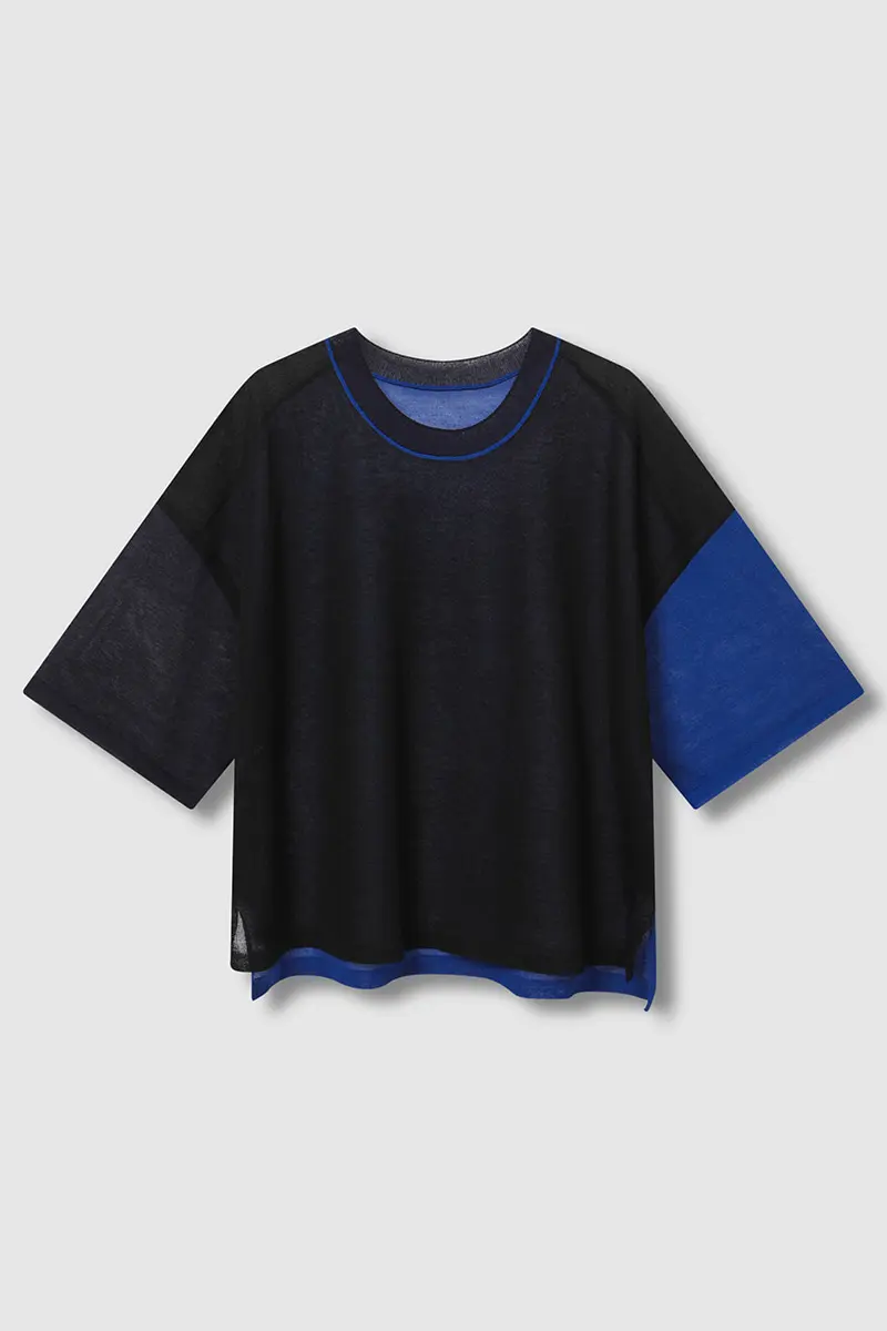 Color Mix Sheer Knit Blue PT