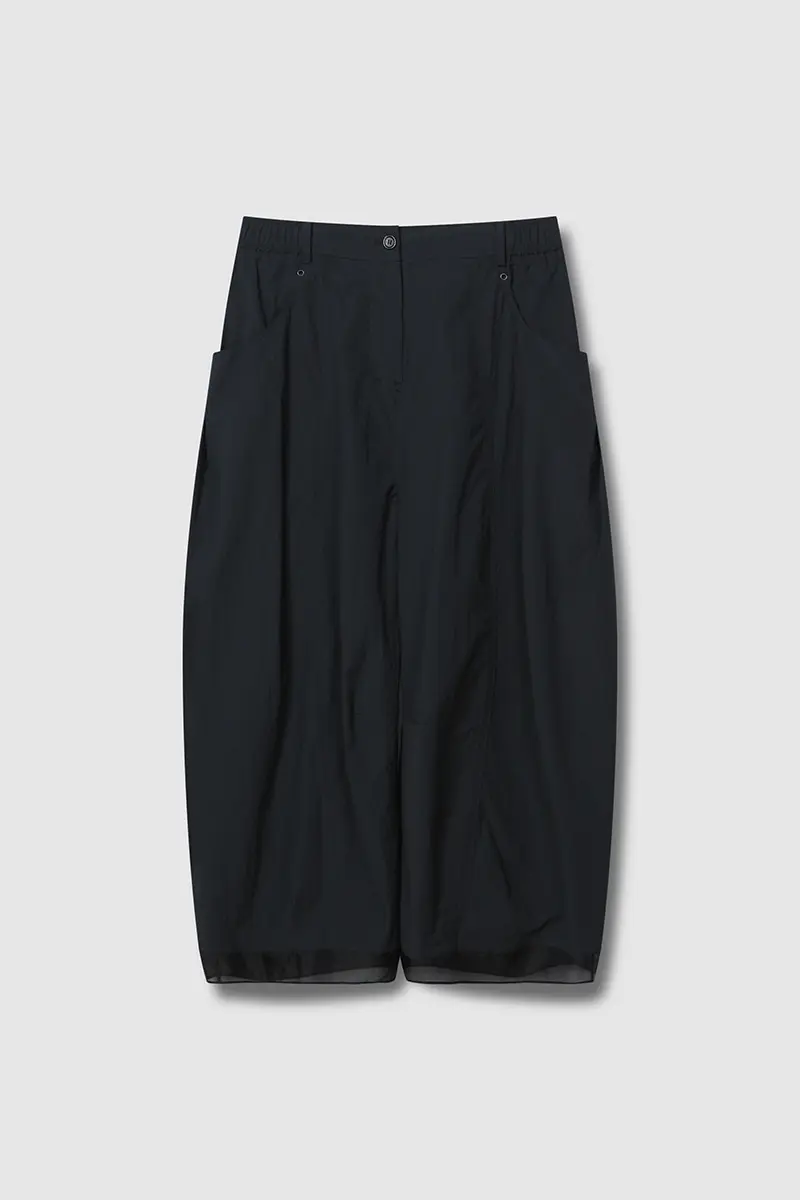 Eyelet Point Tuck Pants Dark Grey