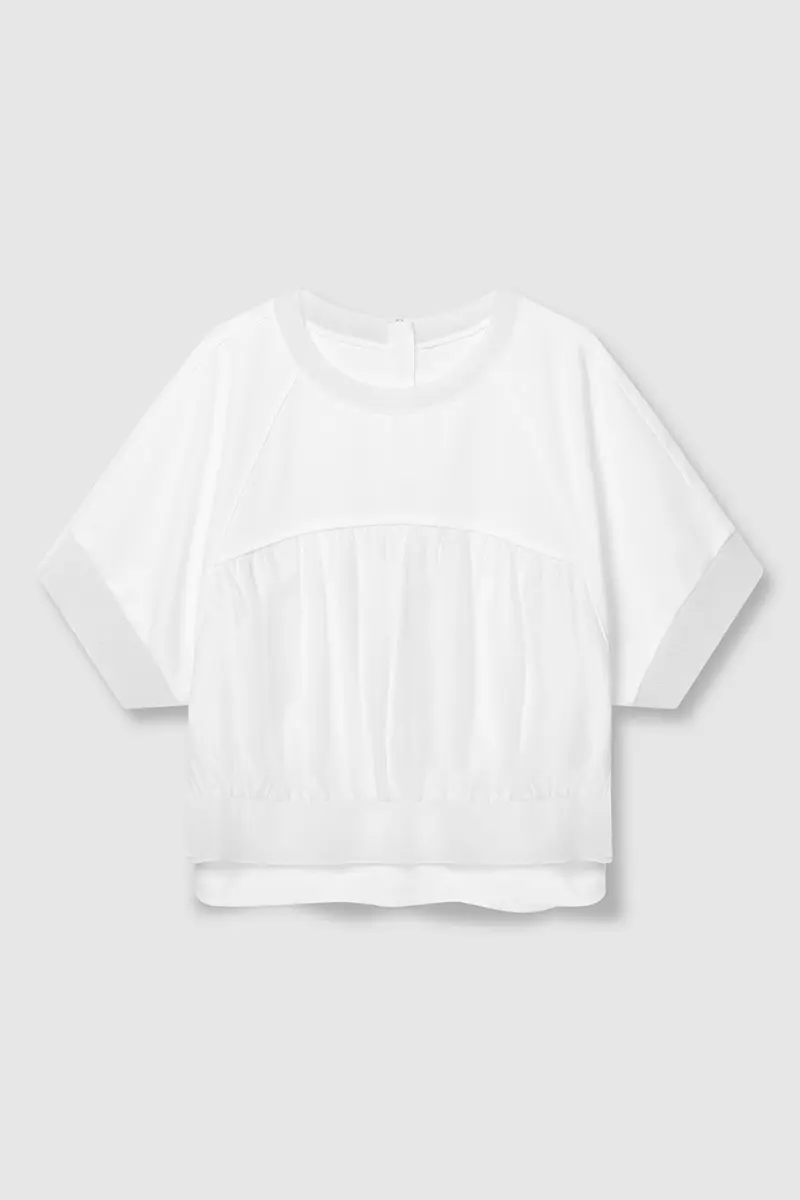 Round Half Zip T-Shirt White