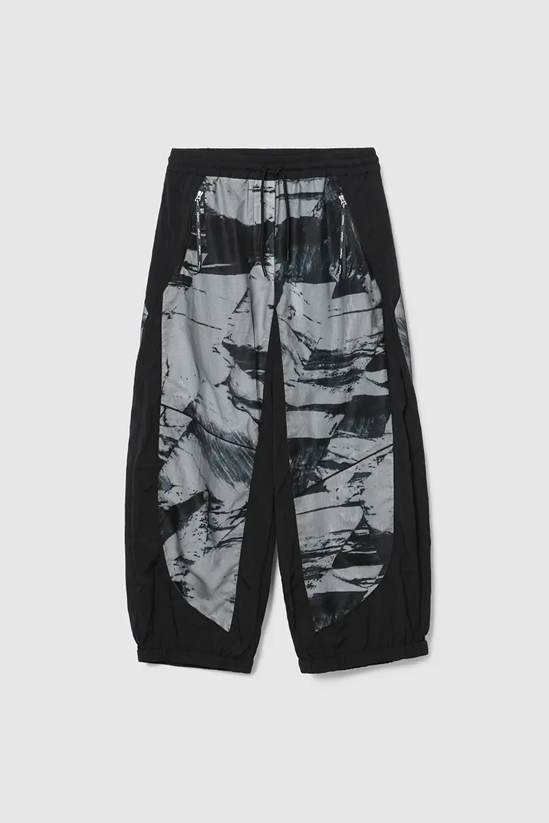 Print Mesh Banding Pants Black PT