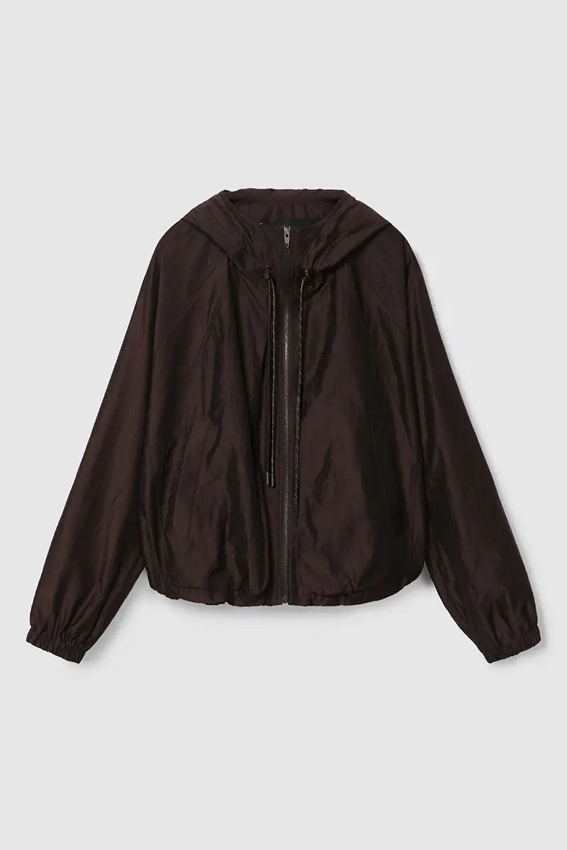 Hooded Zip-Up Jacket Dark Brown