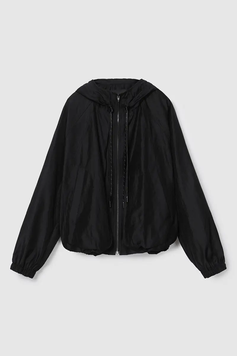 Hooded Zip-Up Jacket Black