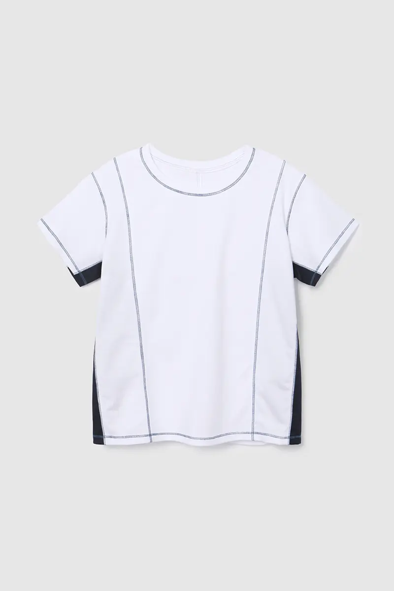 Color Block Panel Half T-Shirt White