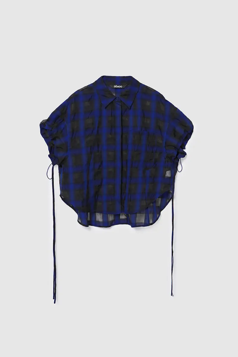 Sheer Check Blouse Blue PT