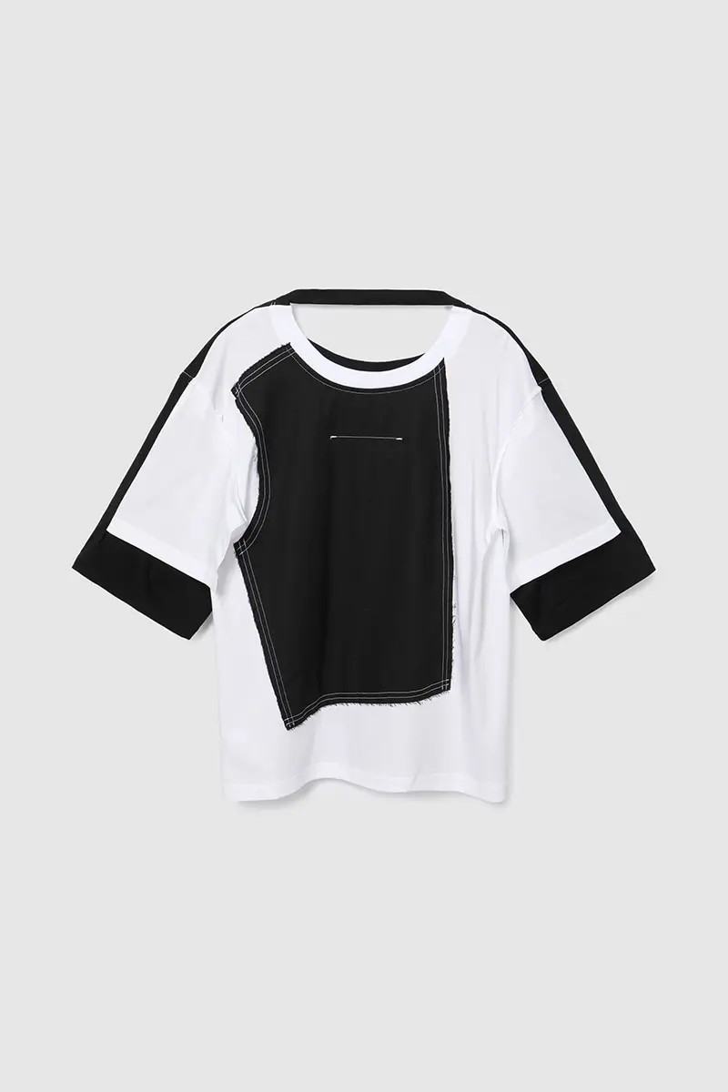Double Sleeve Colored T-Shirt Black/White