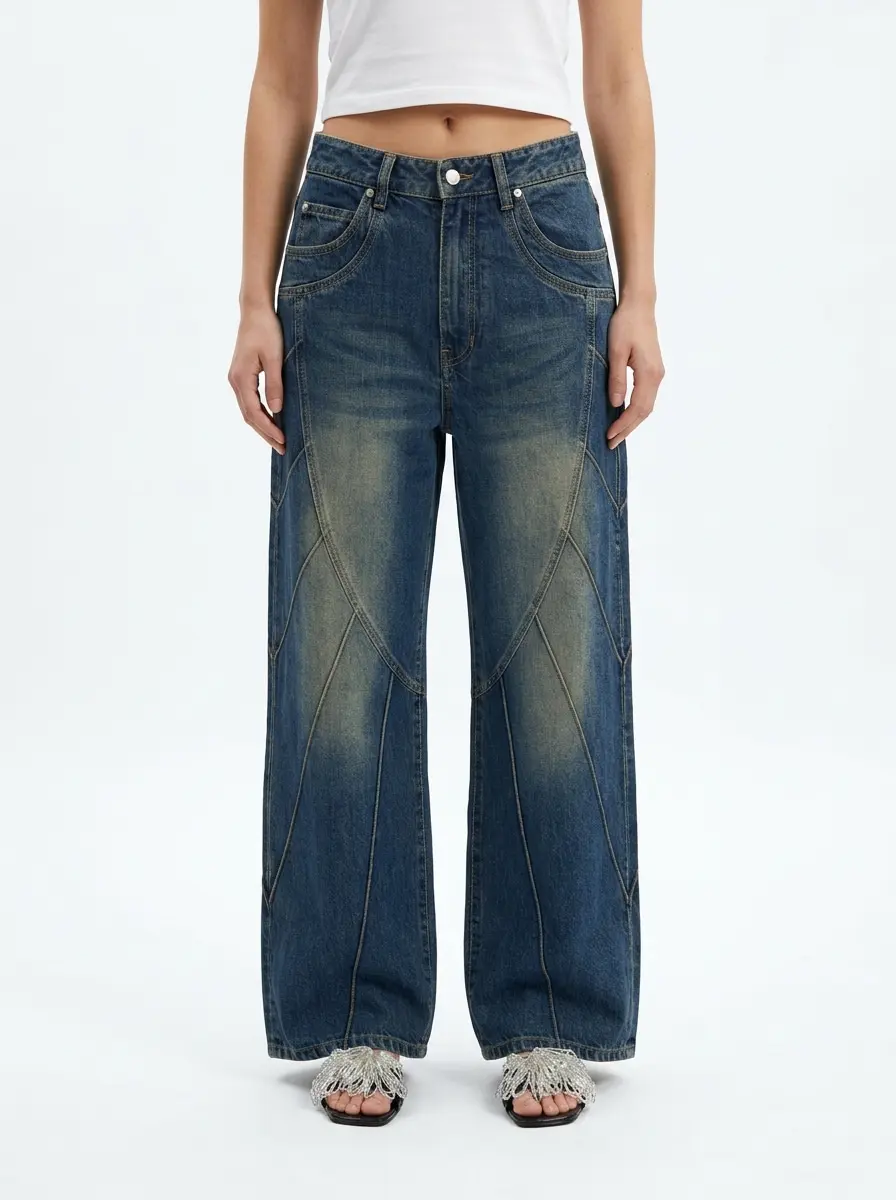 Piping Heart Denim Jeans