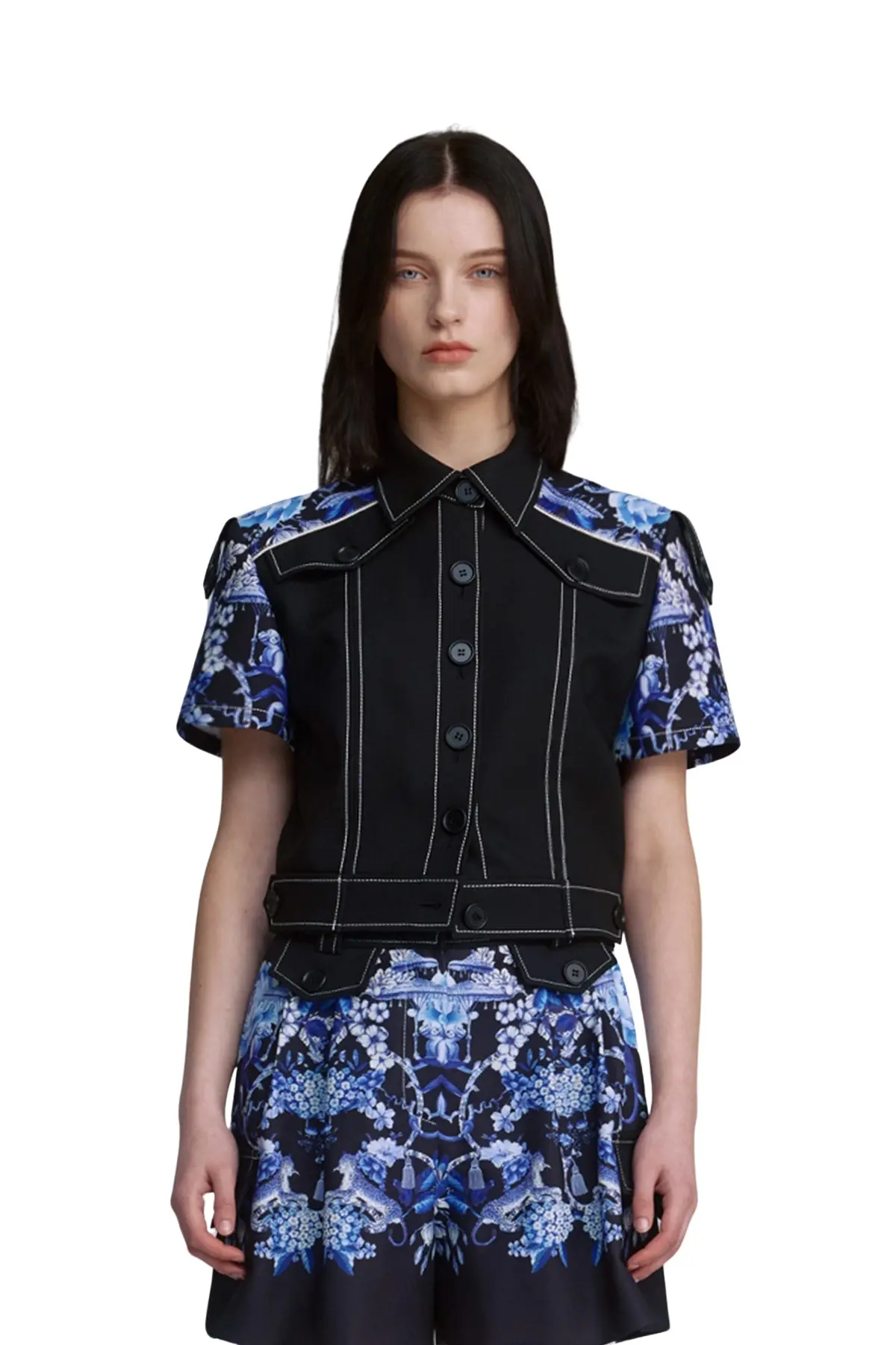 Flap Button Short-sleeved Jacket (B)