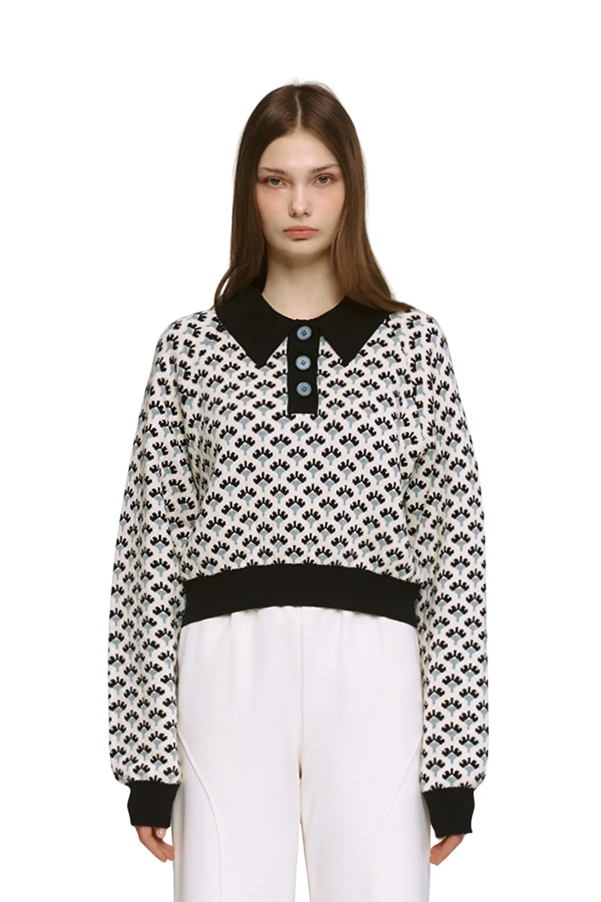 Jacquard Raglan Collar T-Shirt (IV)