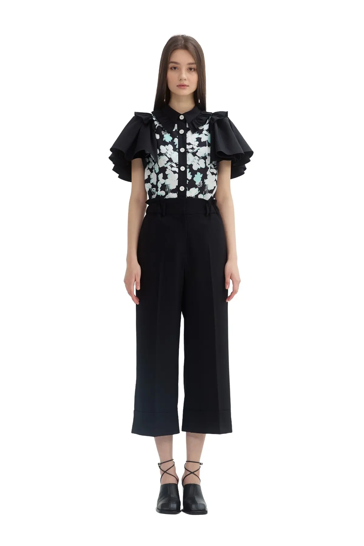 Split Button Slacks Pants (BK)