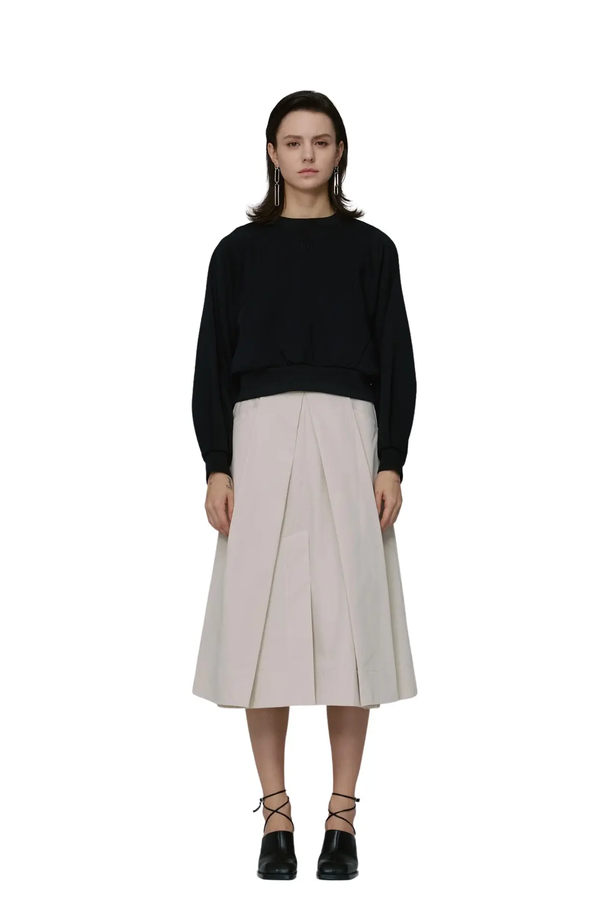 Pintuck Slit Midi Skirt (BG)