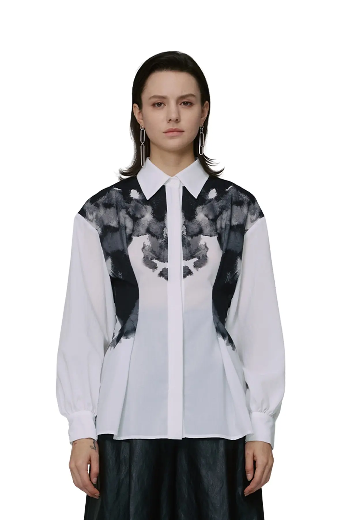 Hidden-button Blouse (BK)