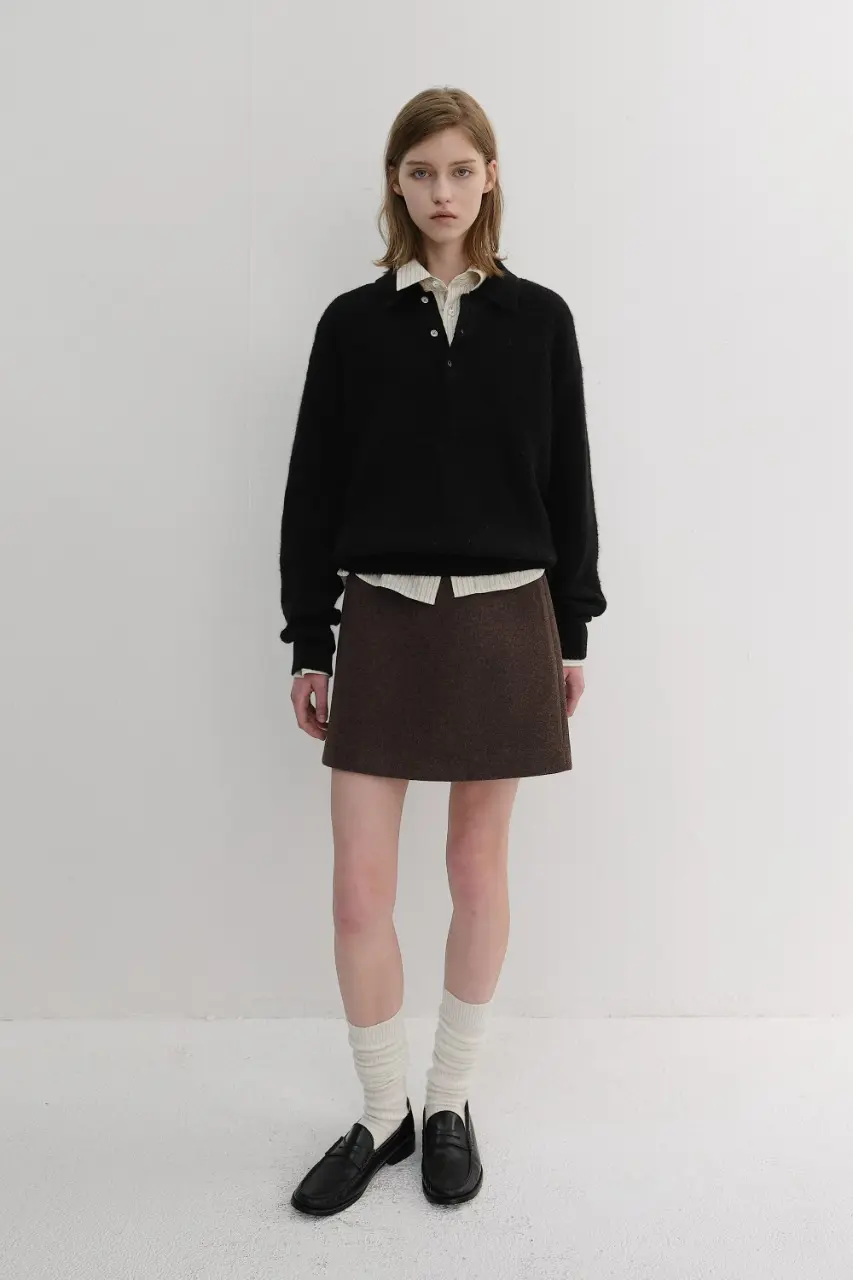 Wool Mini Skirt (Deep Brown)