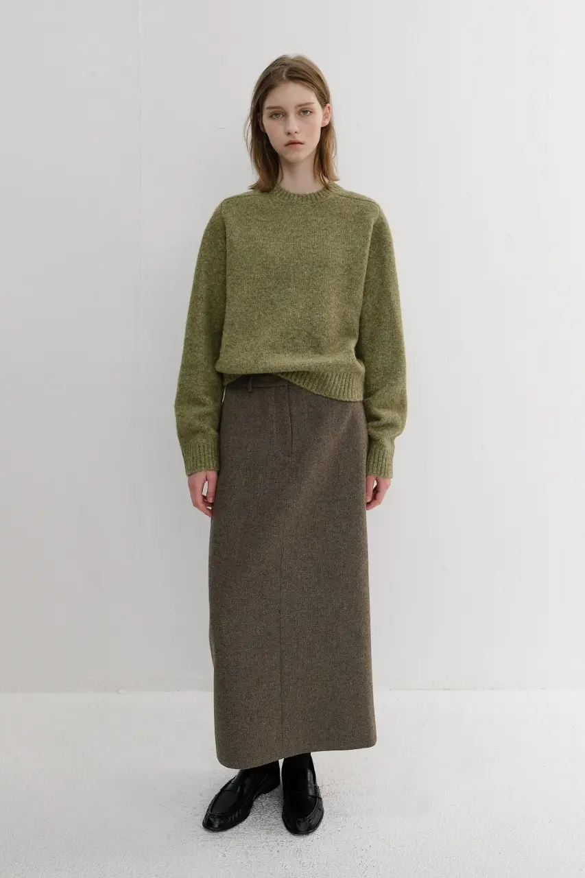 H-Line Long Skirt (Melange Brown)