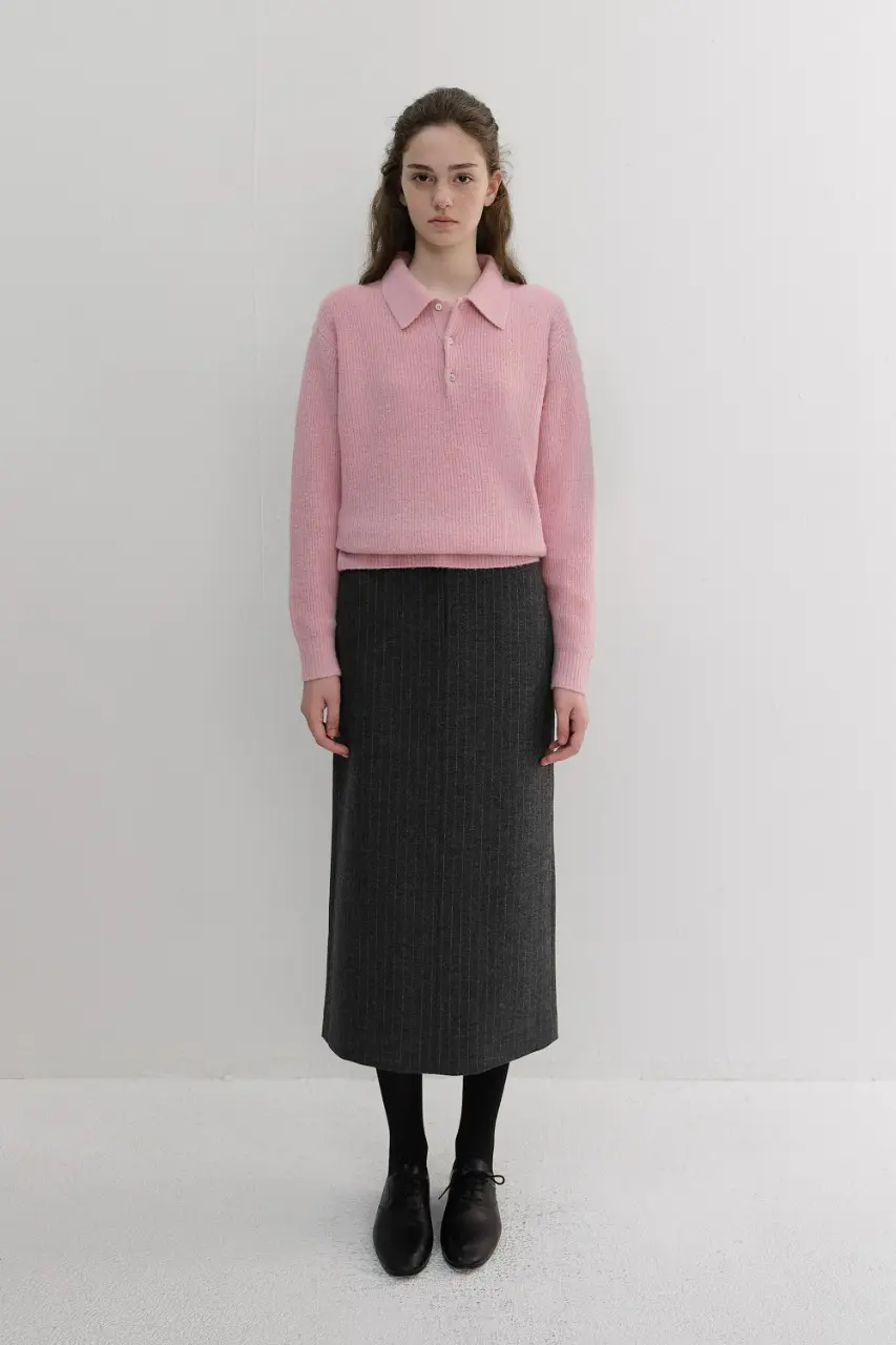 H-Line Long Skirt (Grey Stripe)