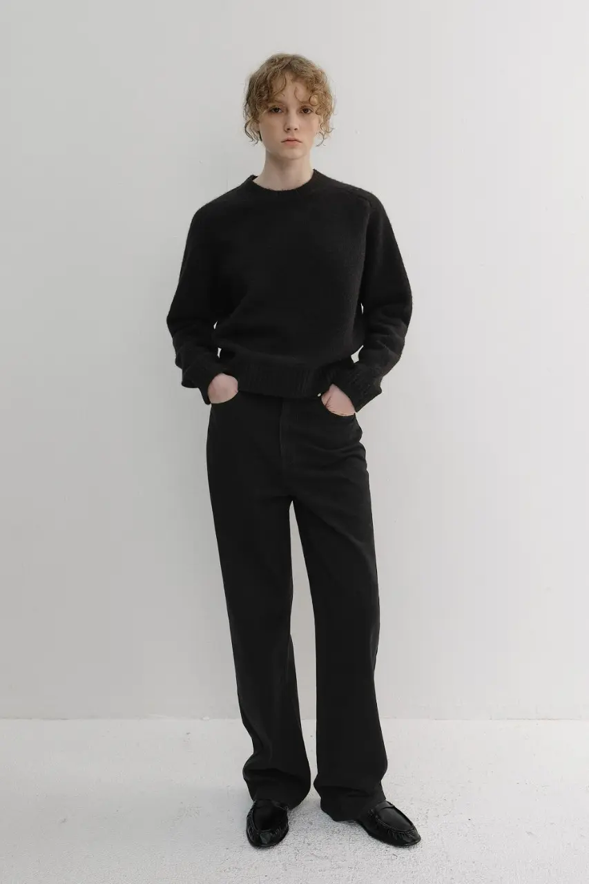Brushed Straight Jeans (Black)