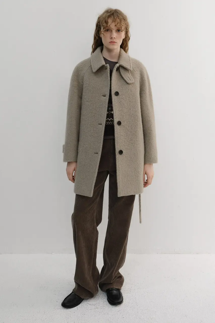 Belted Half Coat (Greyish Beige)