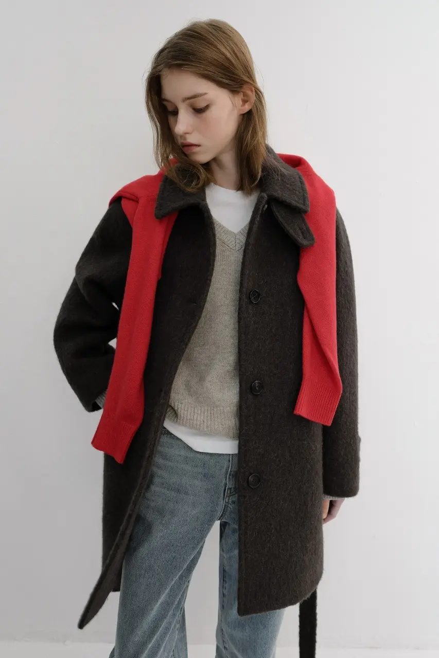 Belted Half Coat (Brown)