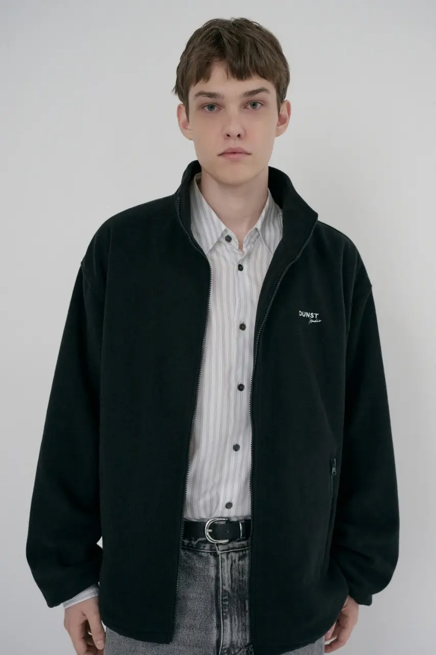 Unisex Zip-Up Fleece Sweatshirt (Black)
