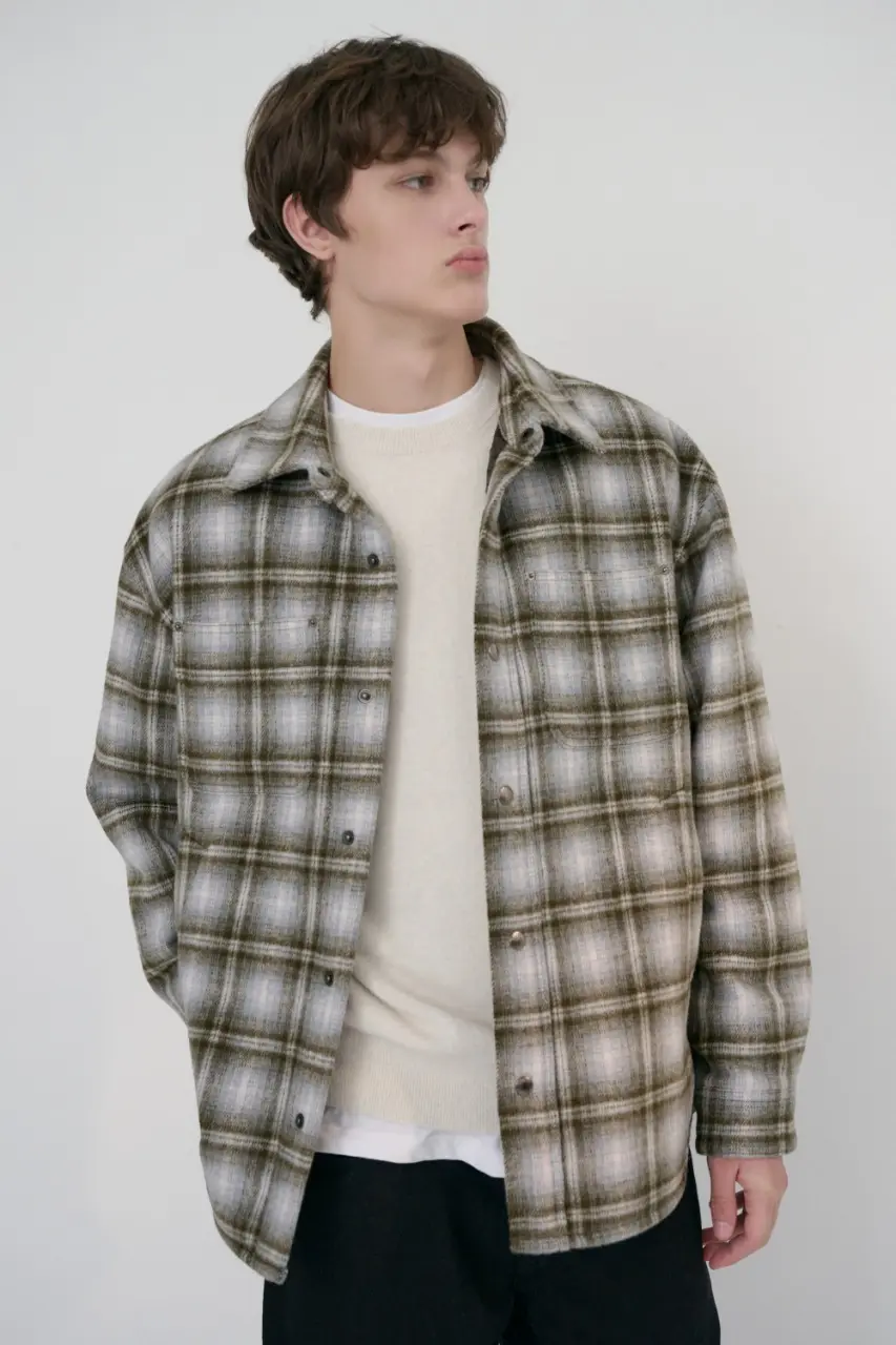 Unisex Quilted Flannel Shirt (Khaki Check)