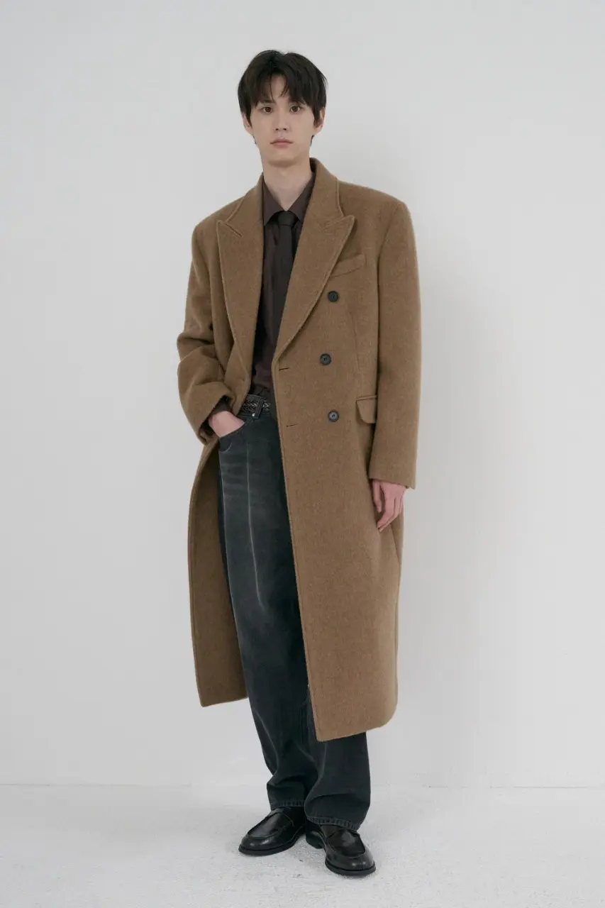 Unisex Tailored Double-Breasted Coat (Camel)