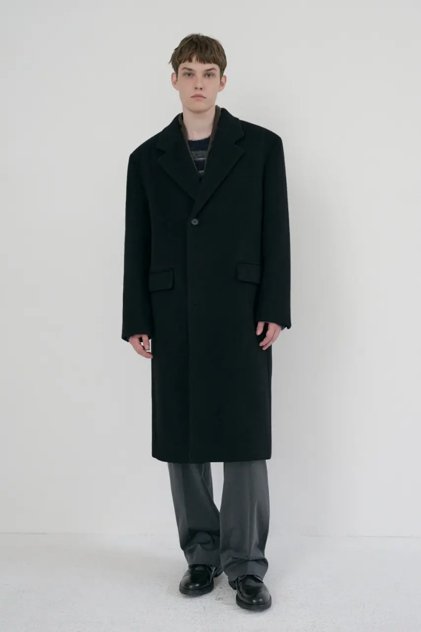 Unisex Boxy Tailored Coat (Black)
