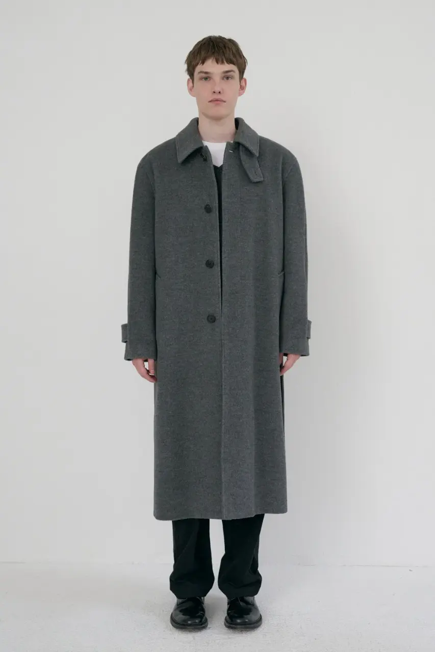 Unisex Belted Cashmere Mac Coat (Melange Grey)