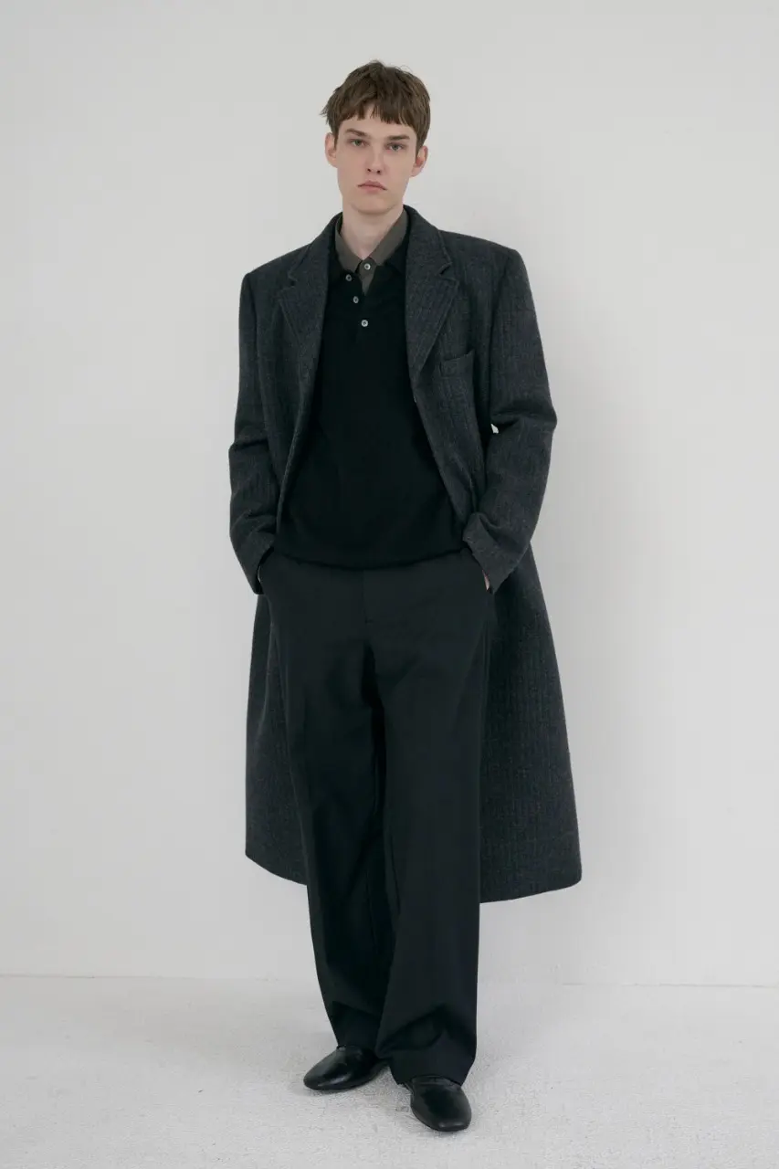 Unisex 2-Way 3 Button Coat (Grey Stripe)