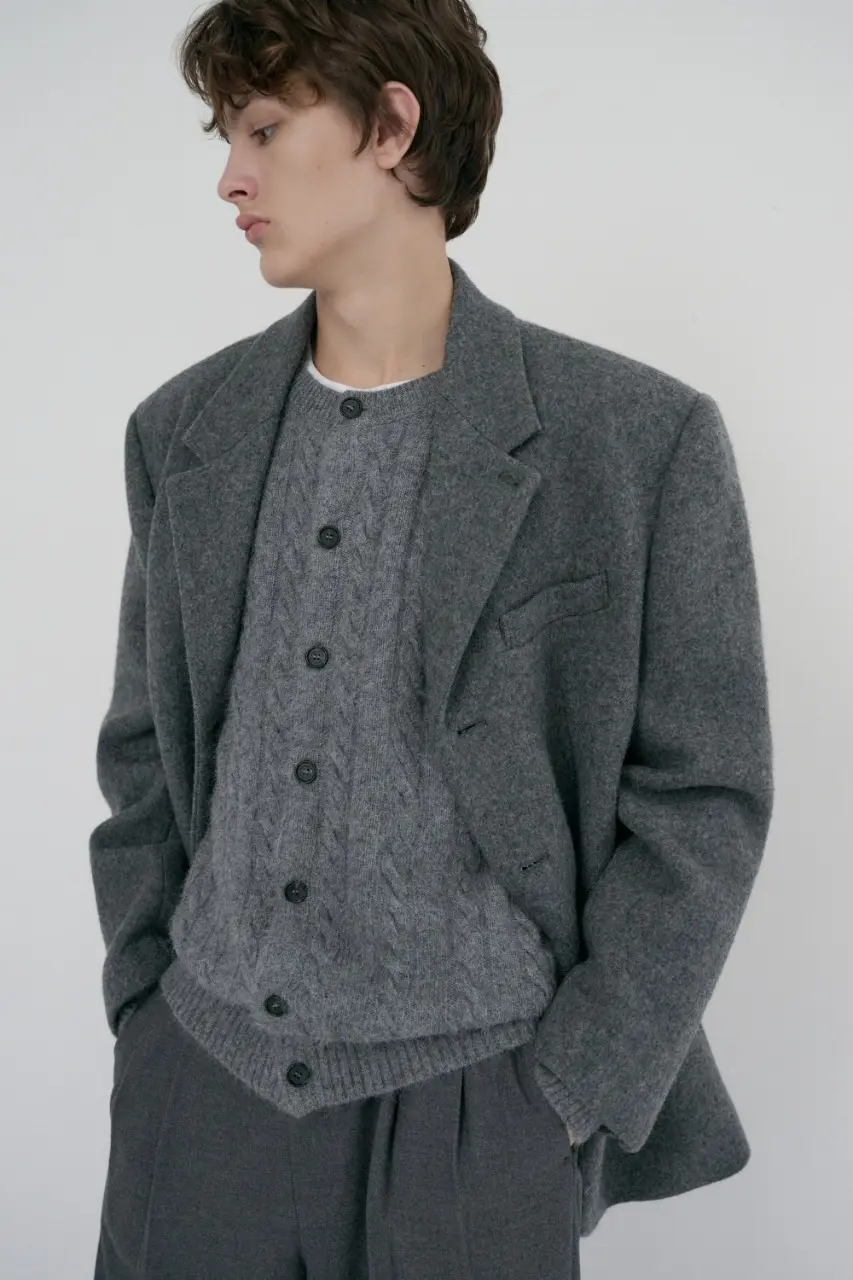 Unisex 3 Button Wool Blazer (Grey)