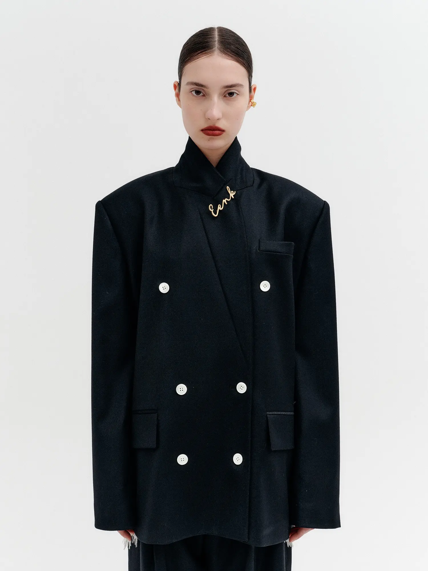 Split Back Lace Panel Jacket - Black