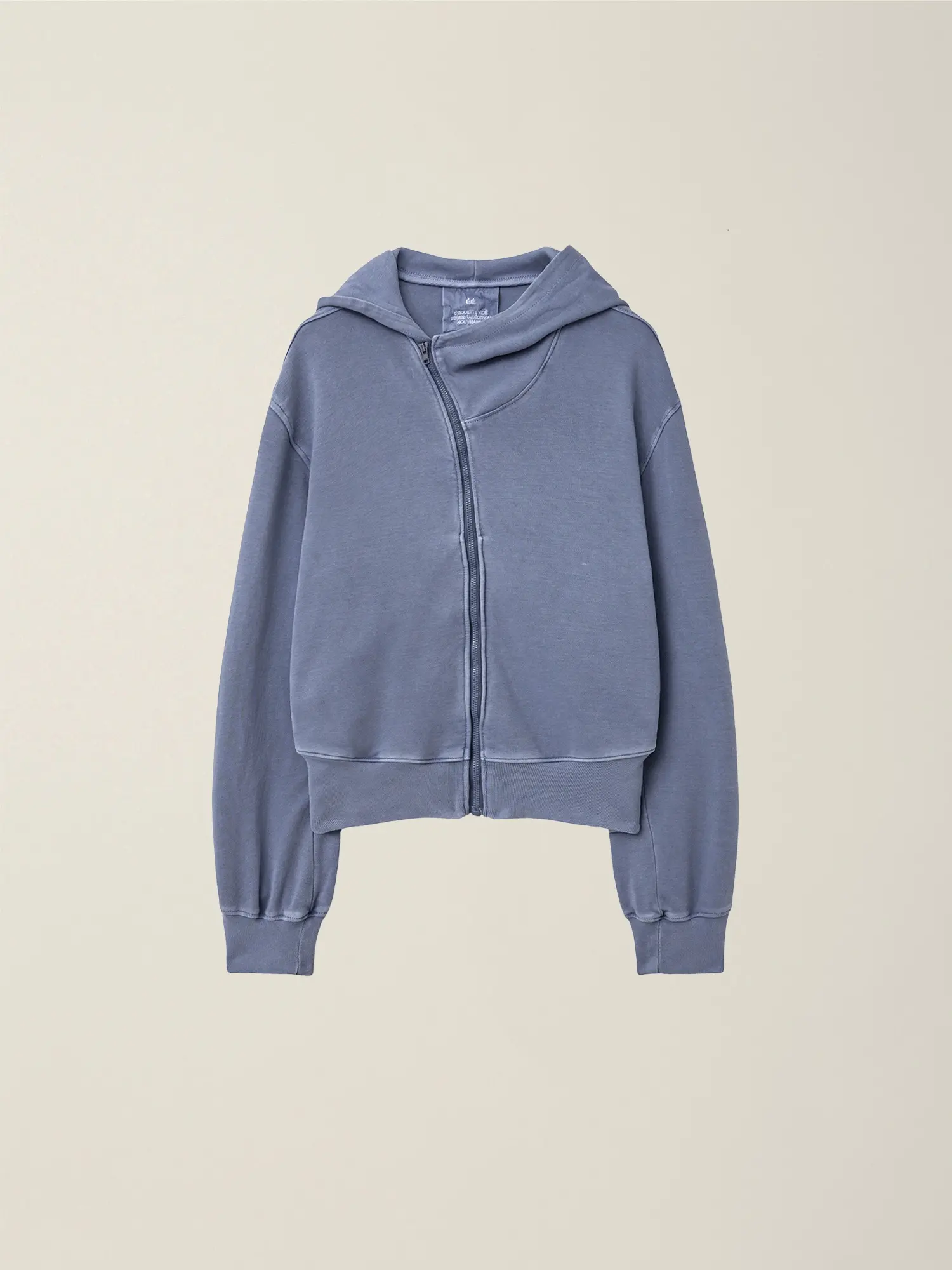 Men's Garment Dyed Curved Hooded Zip Jacket (Dusty Blue)