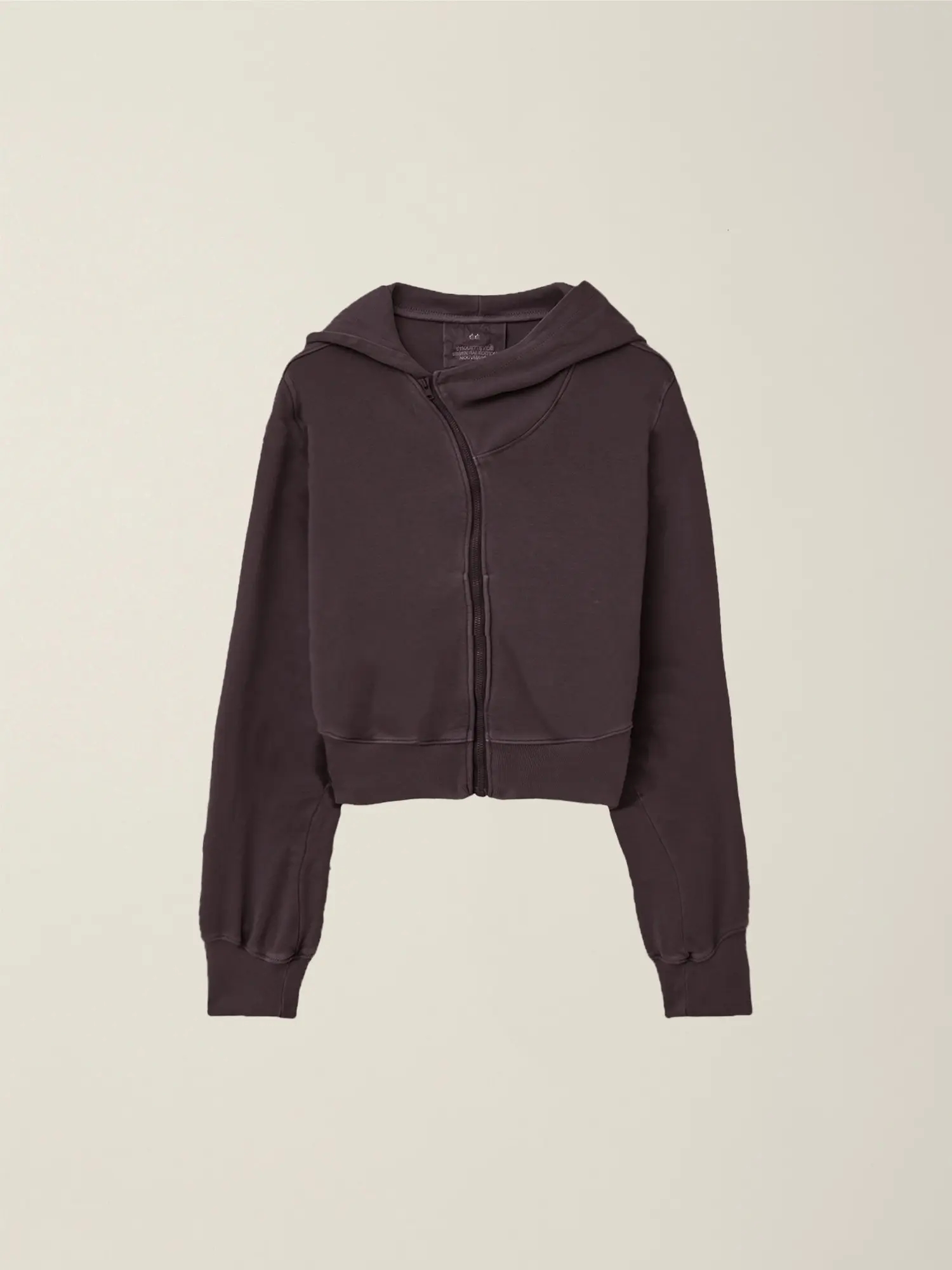 Women's Garment Dyed Curved Hooded Zip Jacket (Saddle Brown)