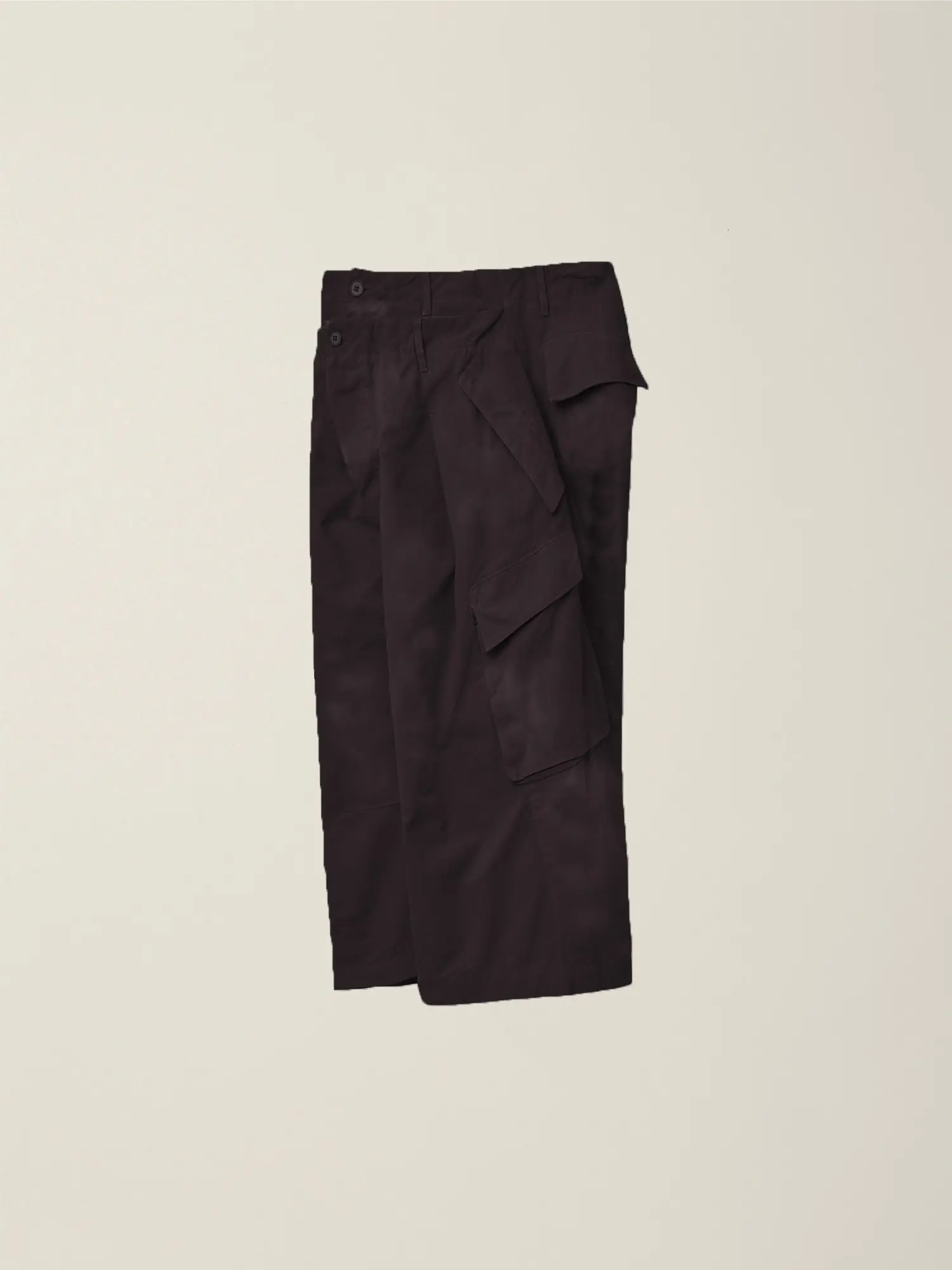 Cropped Double Waist Cargo Pants (Dark Brown)