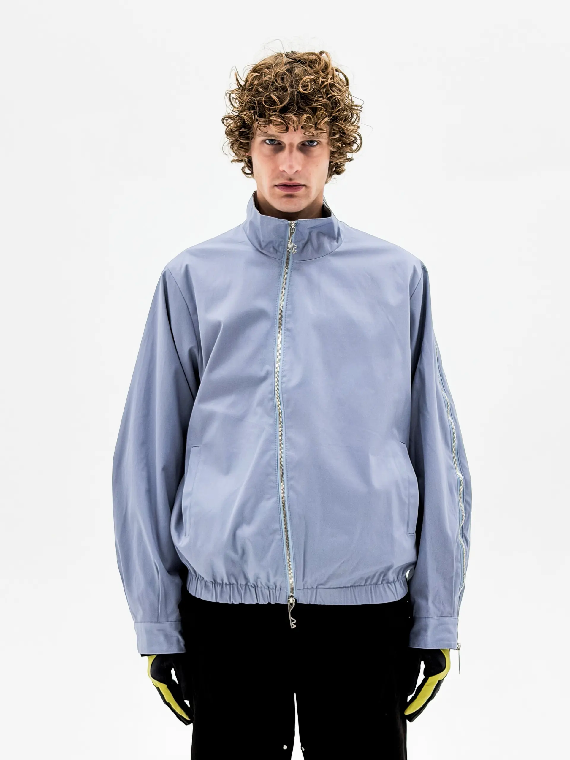 Asymmetrical Operator Zip Jacket (Sky Blue)