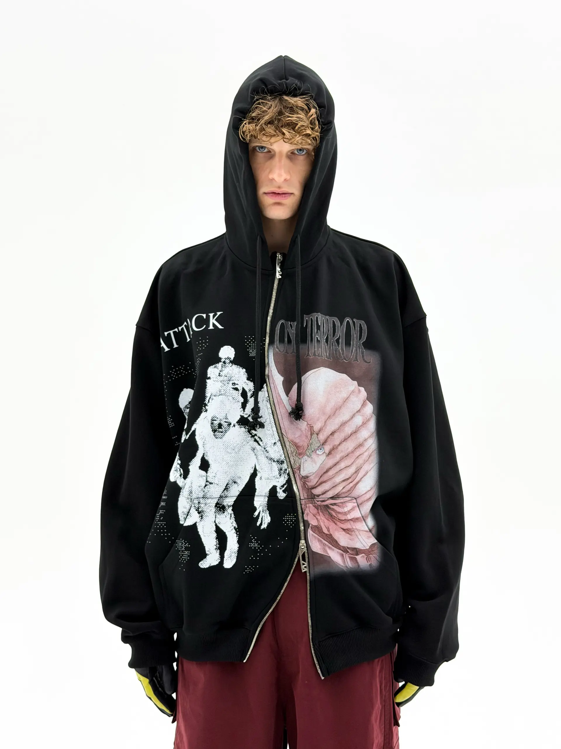 'Attack On Terror' OS Curved Zip Up Hoodie (Black)