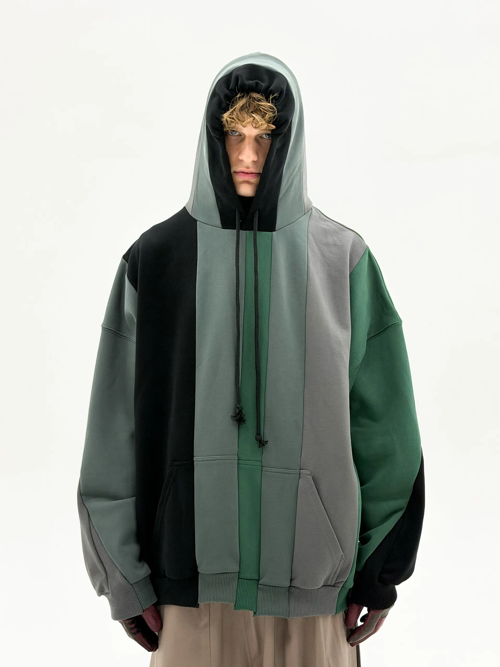 URL Paneled Hooded Sweatshirt (Green)