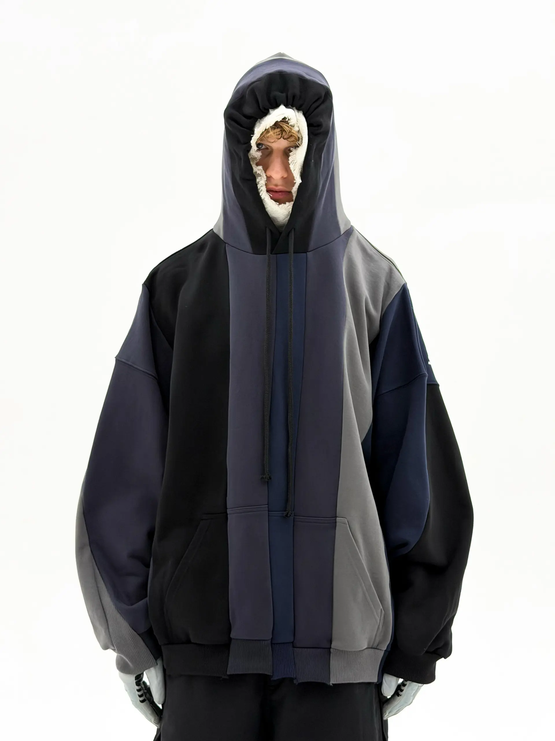 URL Paneled Hooded Sweatshirt (Black)