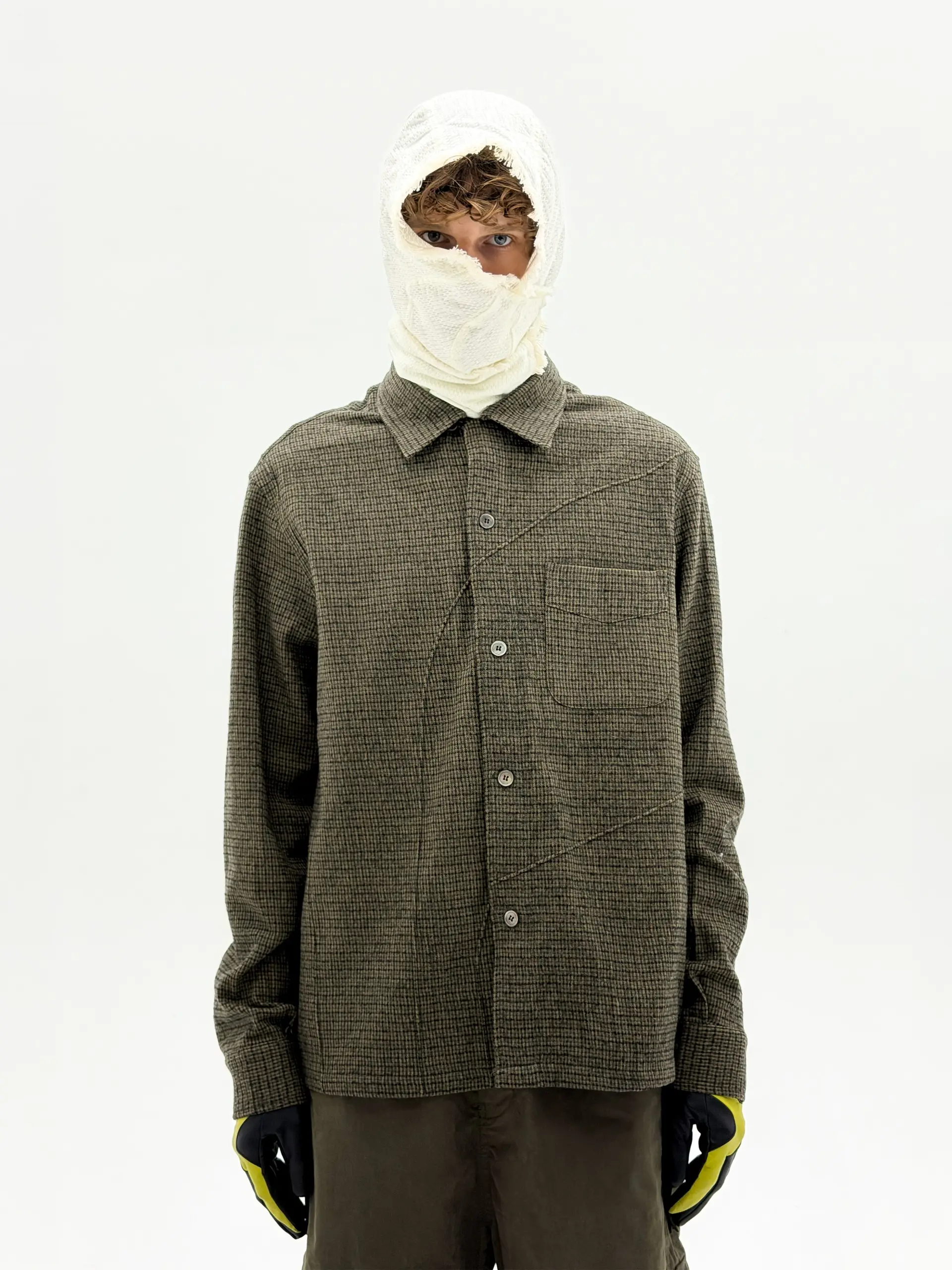 Wool Diffraction Over Shirt (Brown Check)