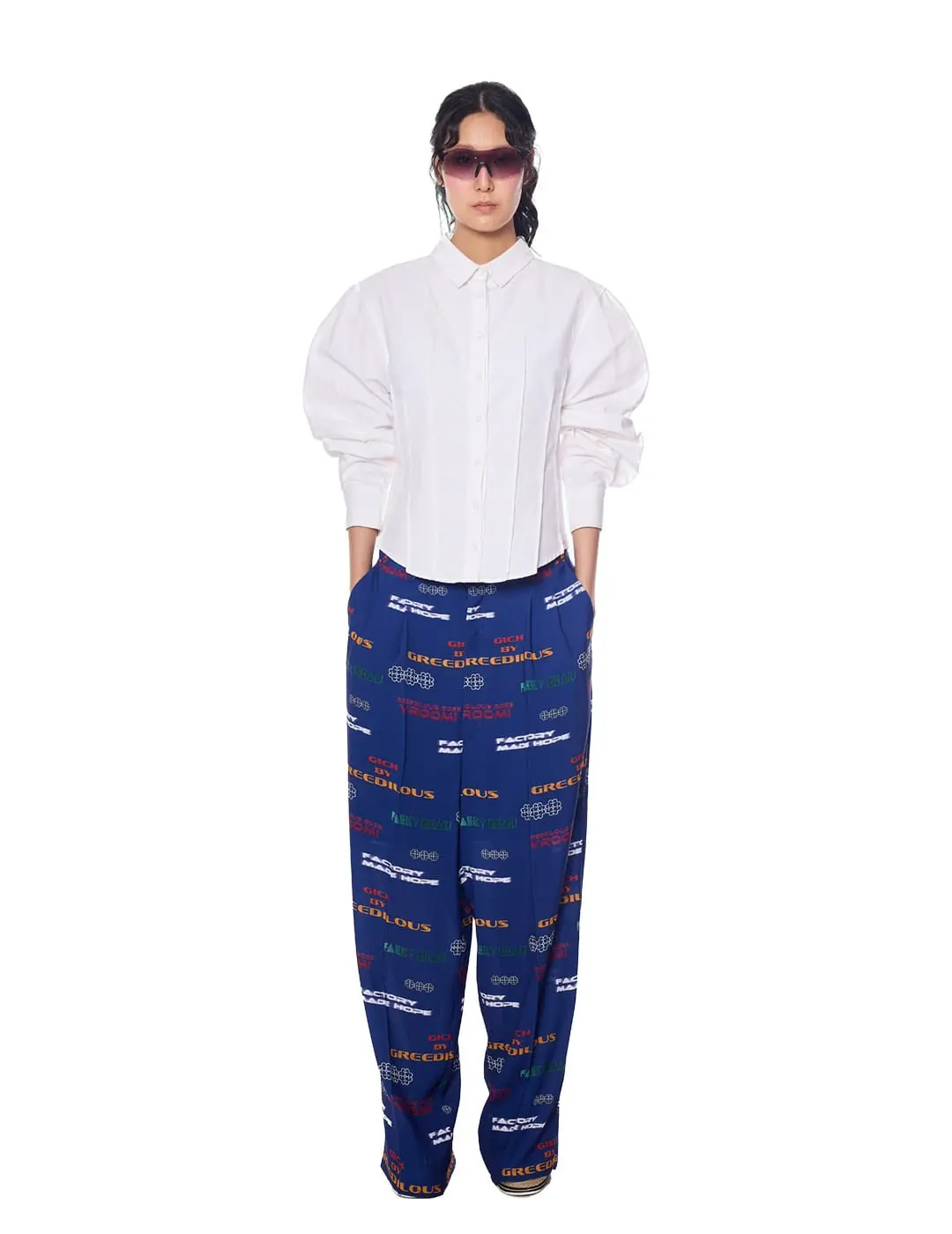 Typo Print Tailored Pants