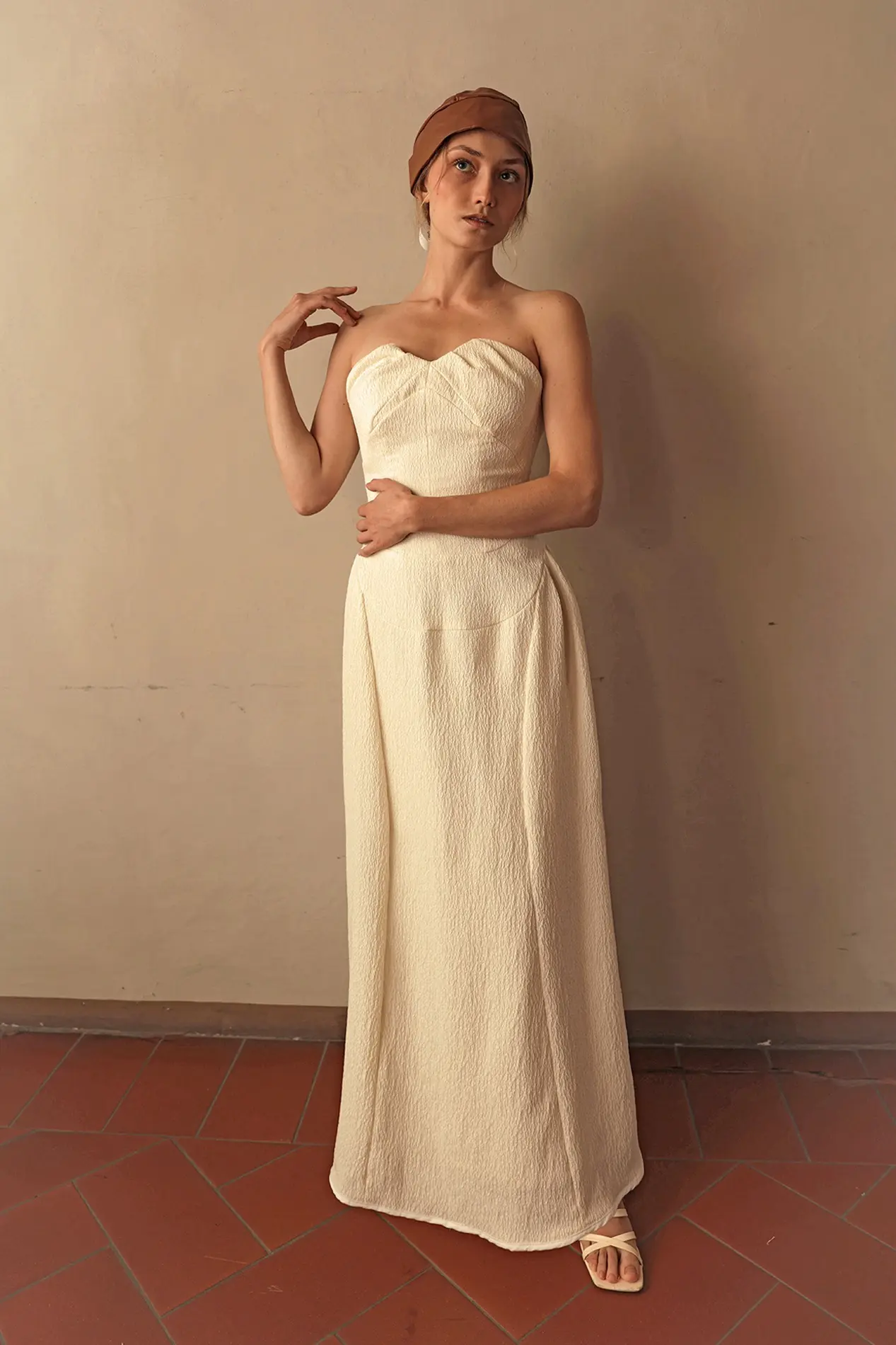 Wrinkled Silk Tube-Top Dress