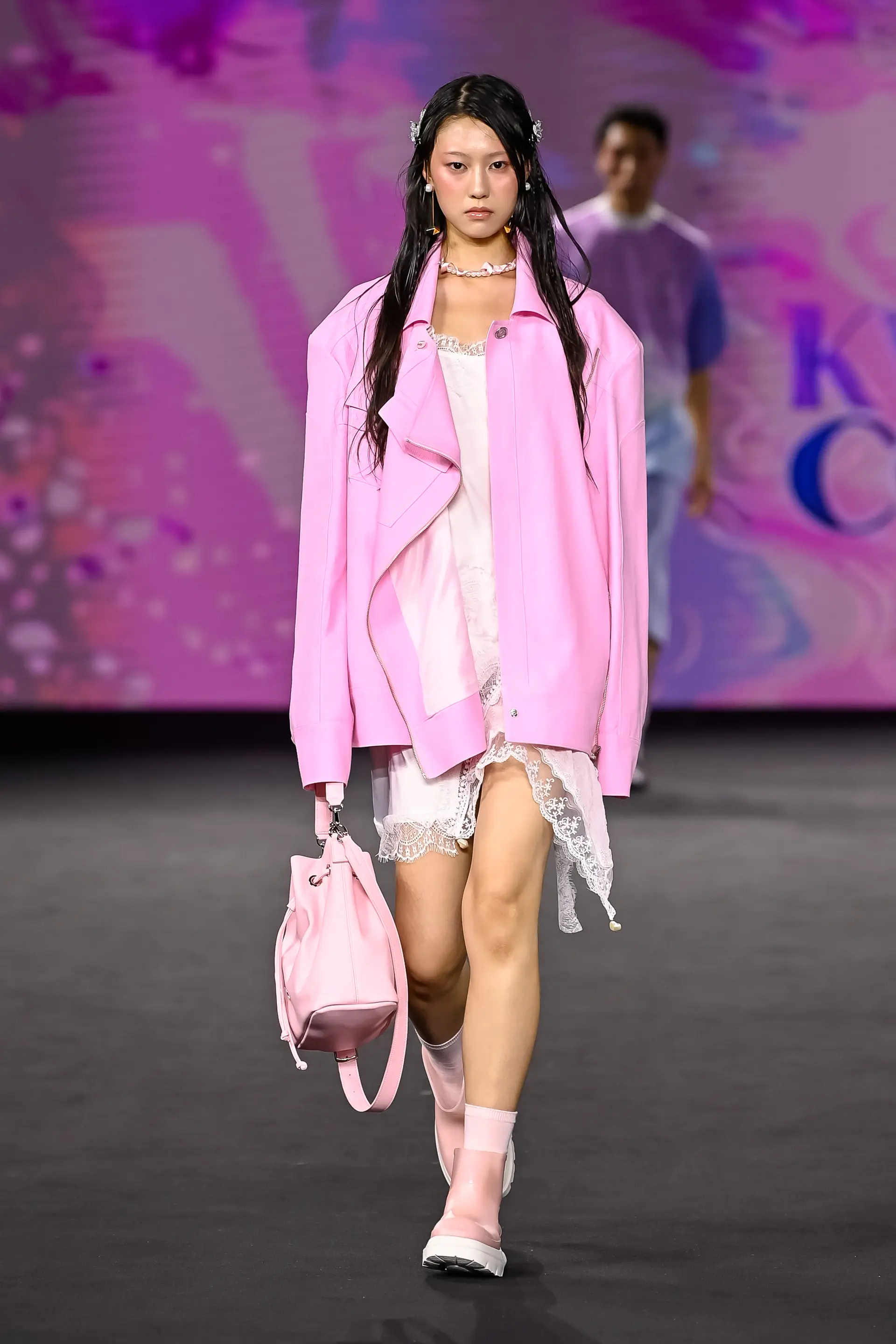 26SS Light Pink Zipper Point Over Fit Jacket