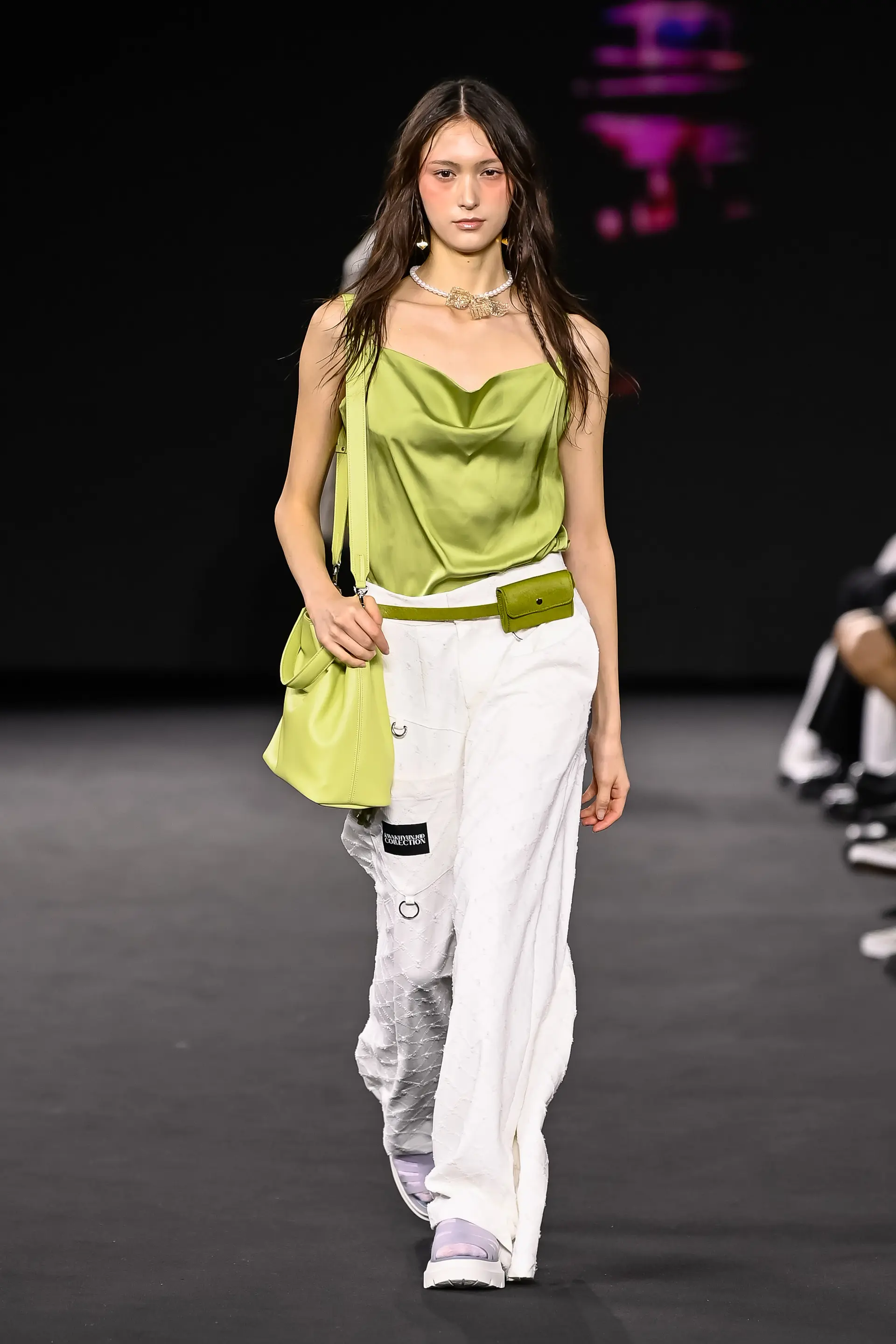 26SS White Cross Pattern Denim Long Pants