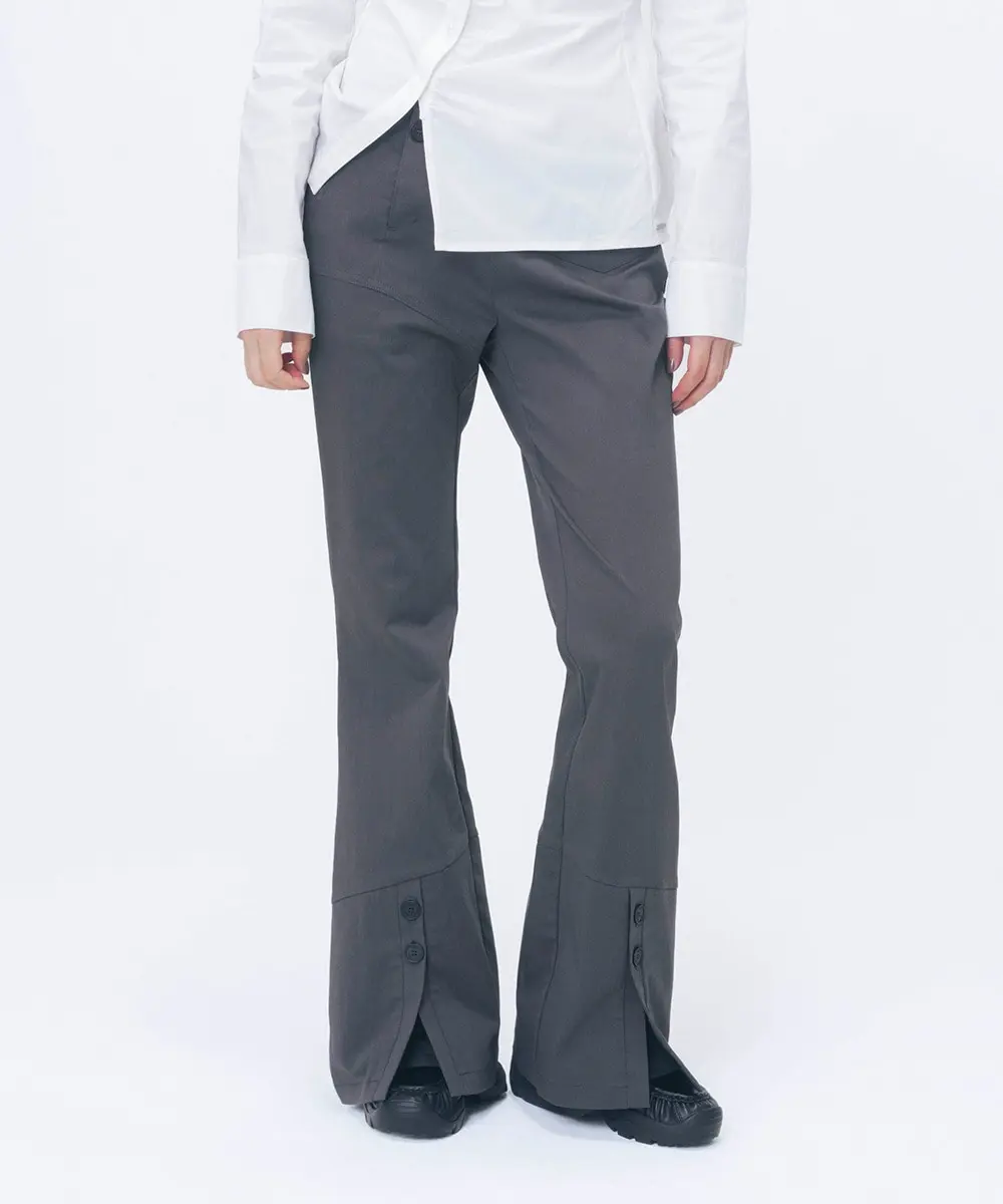 Side Fly Layered Bootscut Pants (CHARCOAL)