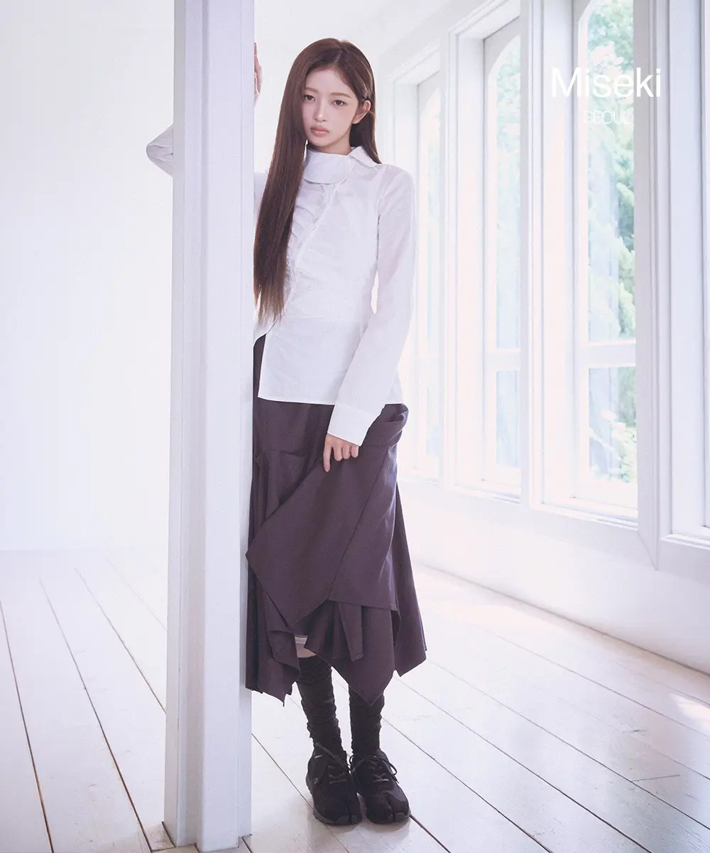 Asymmetric Draped Skirt (CHARCOAL)