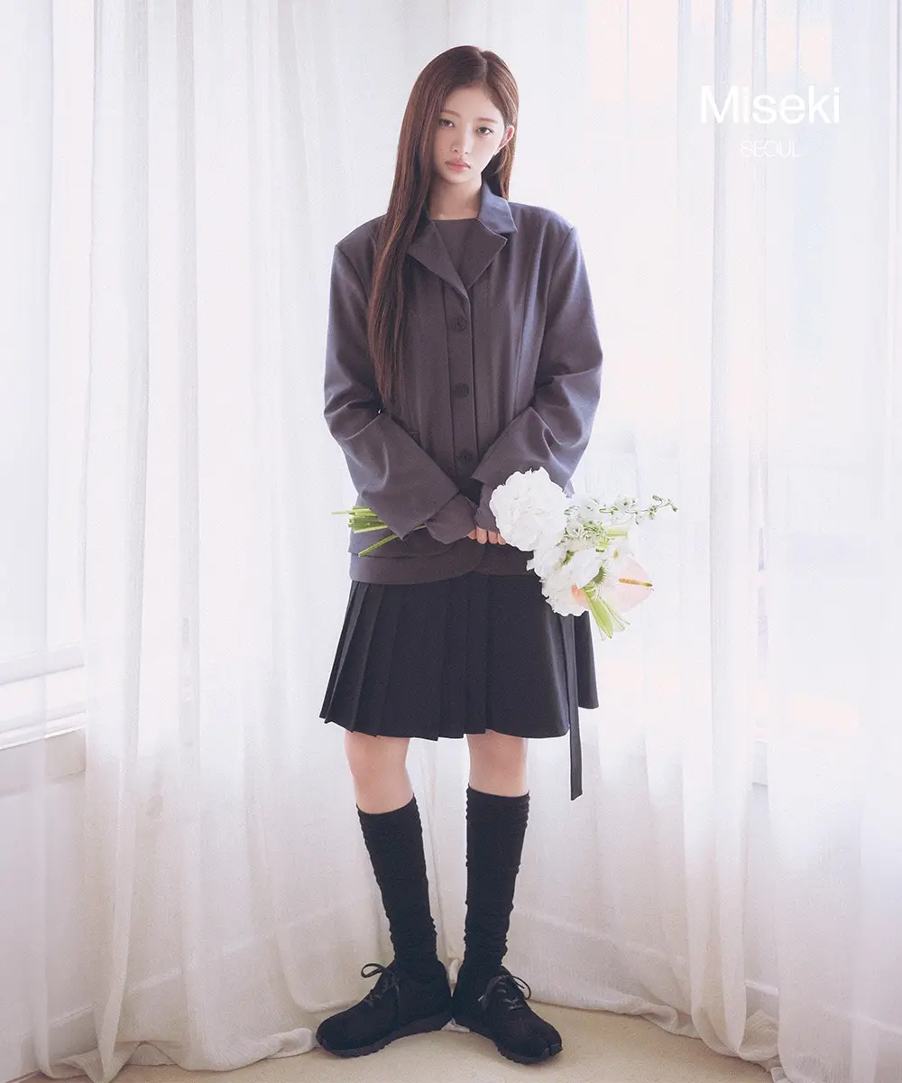 Diagonal Belted Midi Skirt (BLACK)