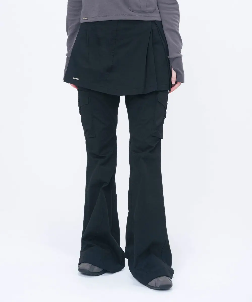 Hidden Layered Pleats Mini Skirt (BLACK)