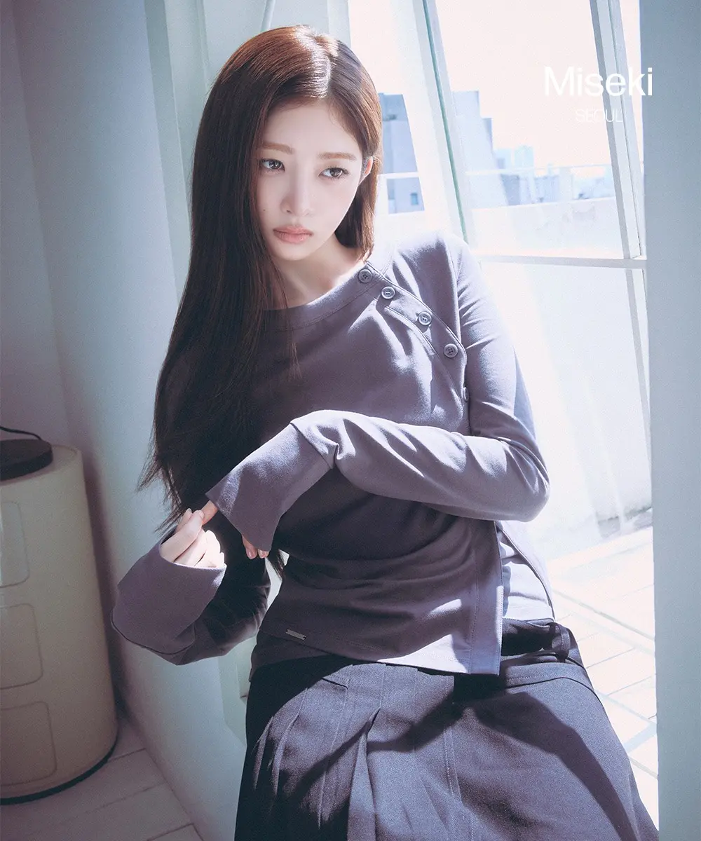 Layered Placket Long Sleeve (CHARCOAL)